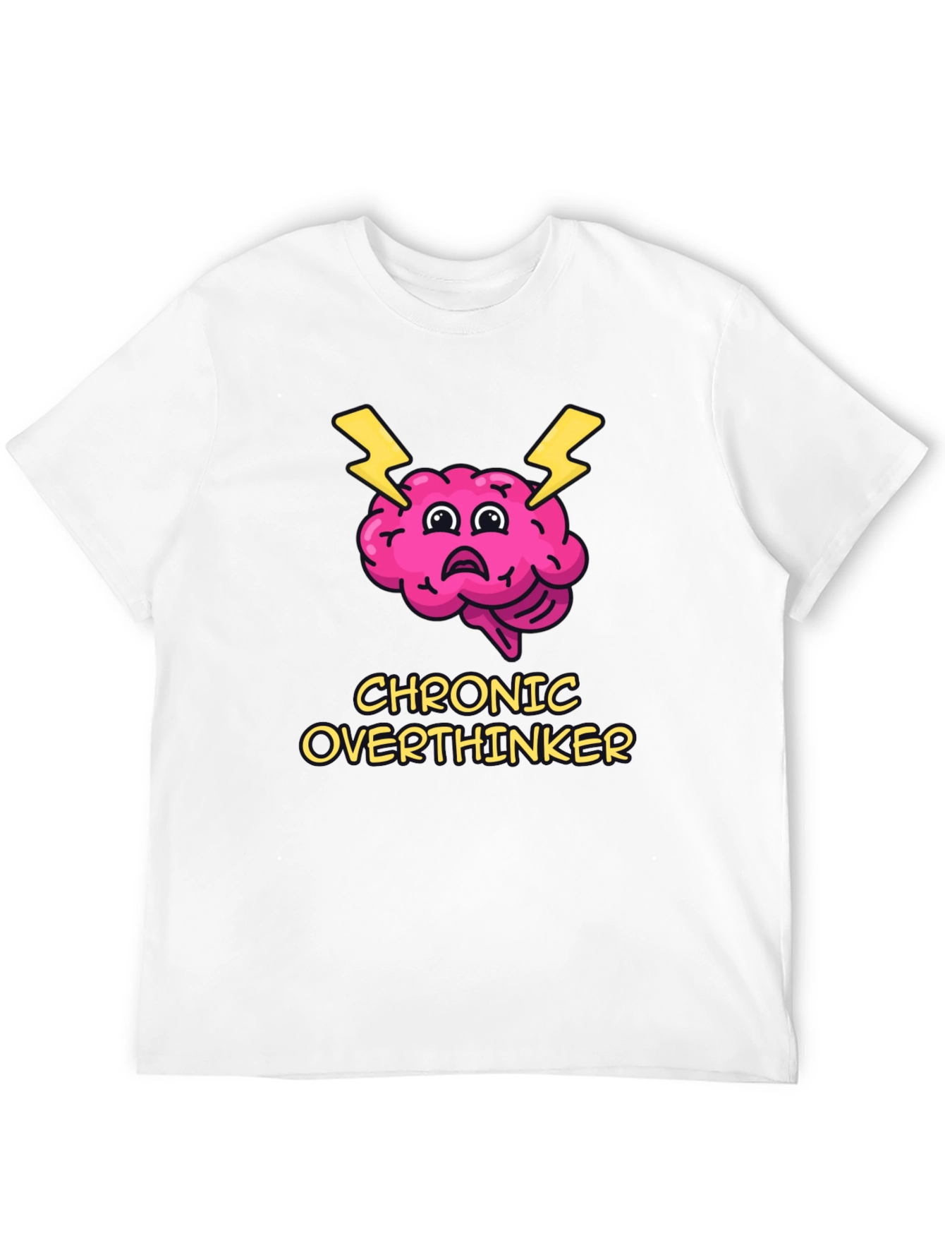 Black Chronic Overthinker Brain T-Shirt - Quirky Graphic Tee view 12
