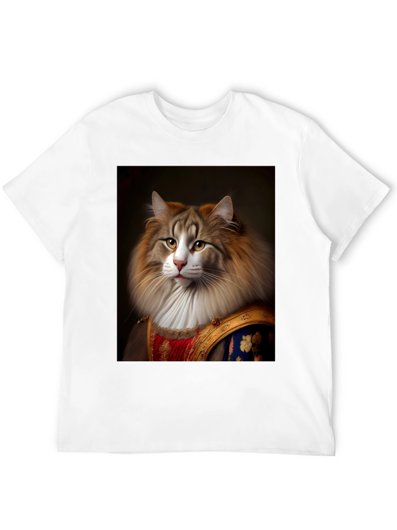 Black Regal Cat Portrait T-Shirt - Unique Design view 12