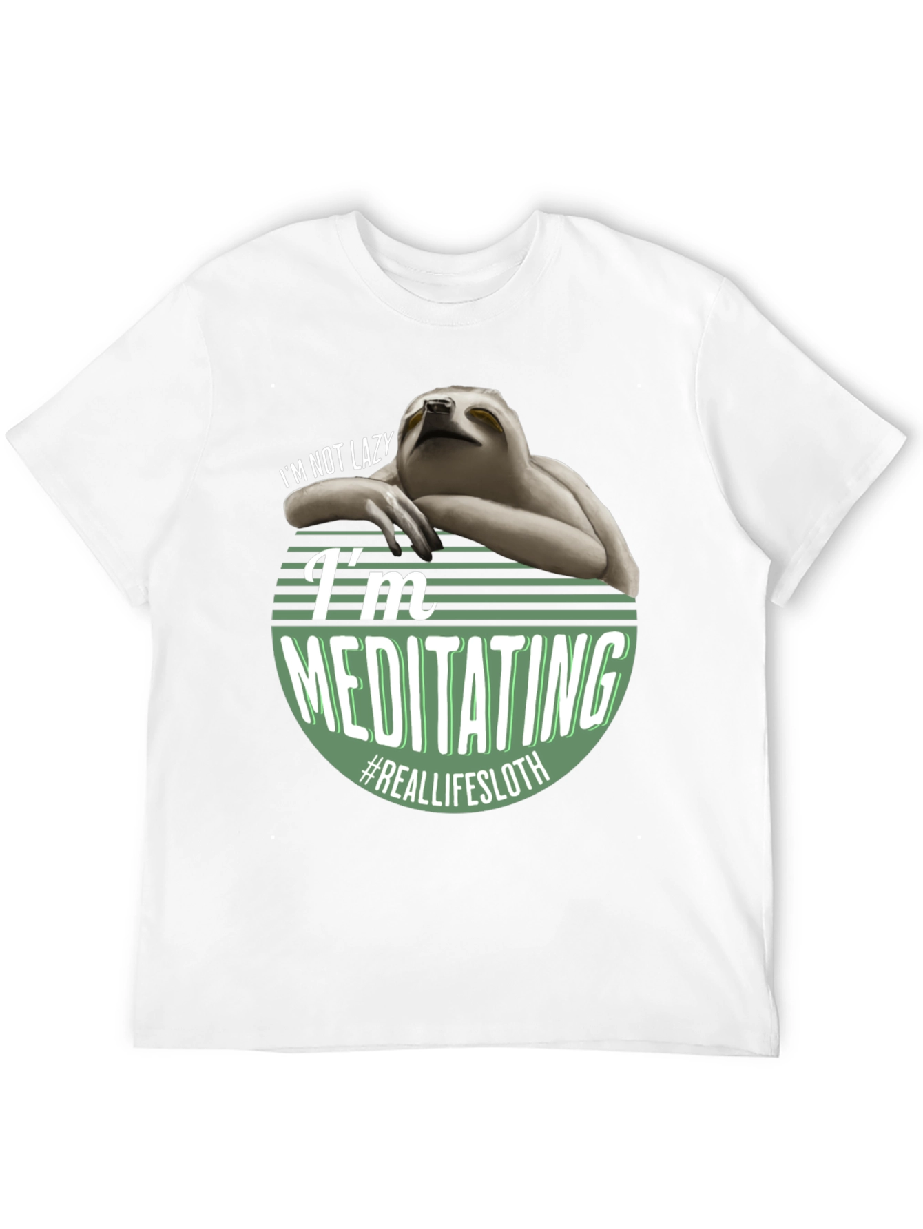 Black Funny Sloth Meditating T-Shirt - Real Life Sloth view 12