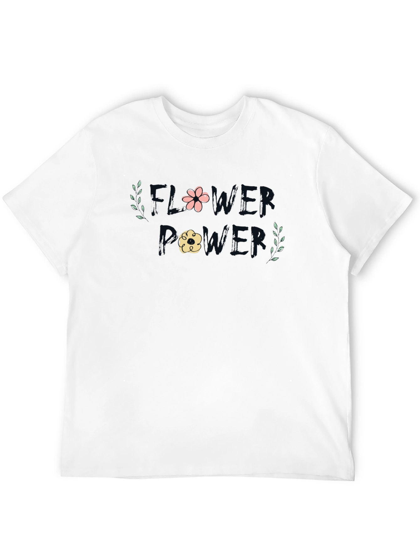 Black Flower Power Graphic Tee - Soft Cotton Blend view 12