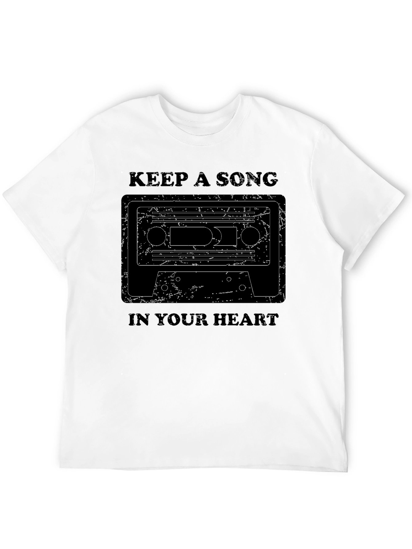 Black Retro Music Cassette T-Shirt - Keep A Song In Your Heart view 12