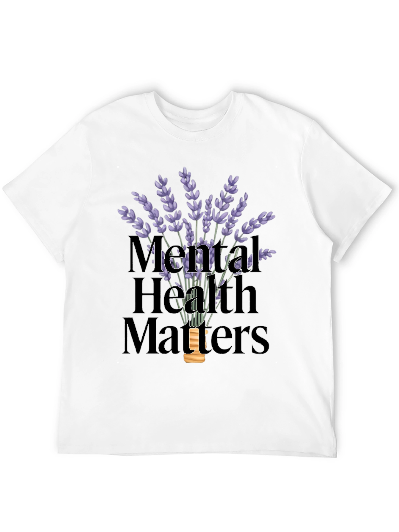 Black Mental Health Matters T-Shirt with Lavender Design view 12