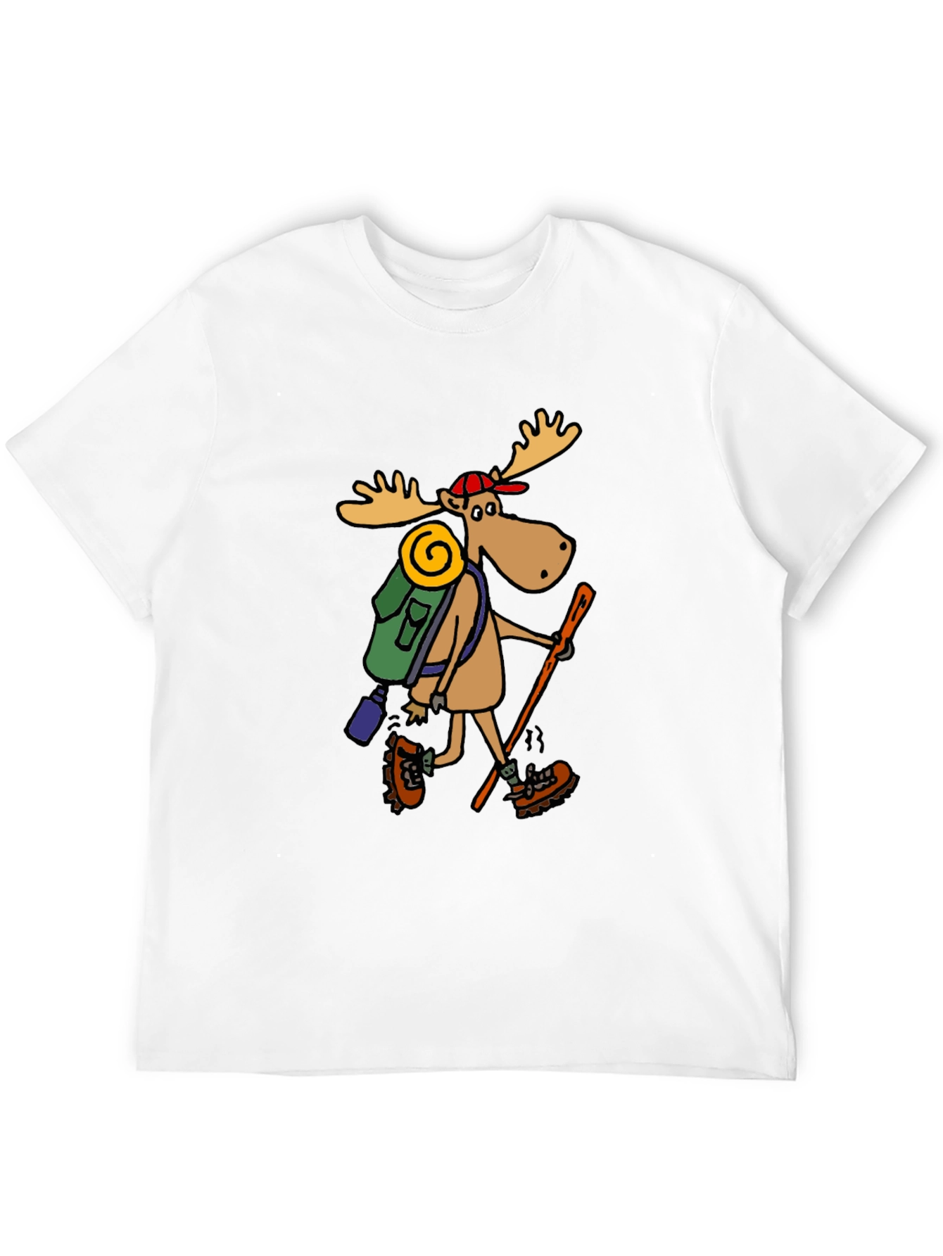 Black Hiking Moose Graphic Tee - Black Cotton T-Shirt view 12