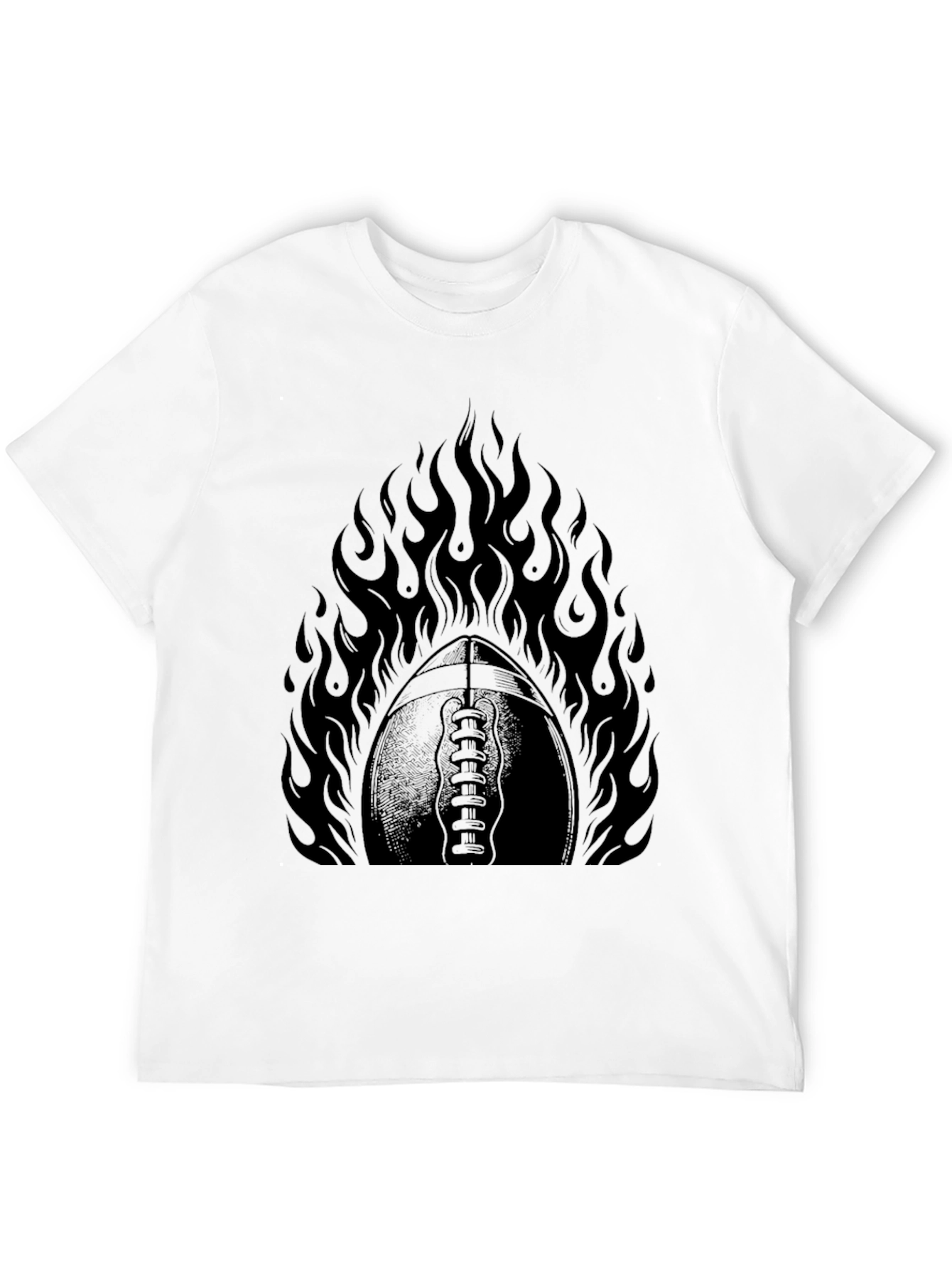 Black Fiery Football Graphic Tee - Black Cotton view 12