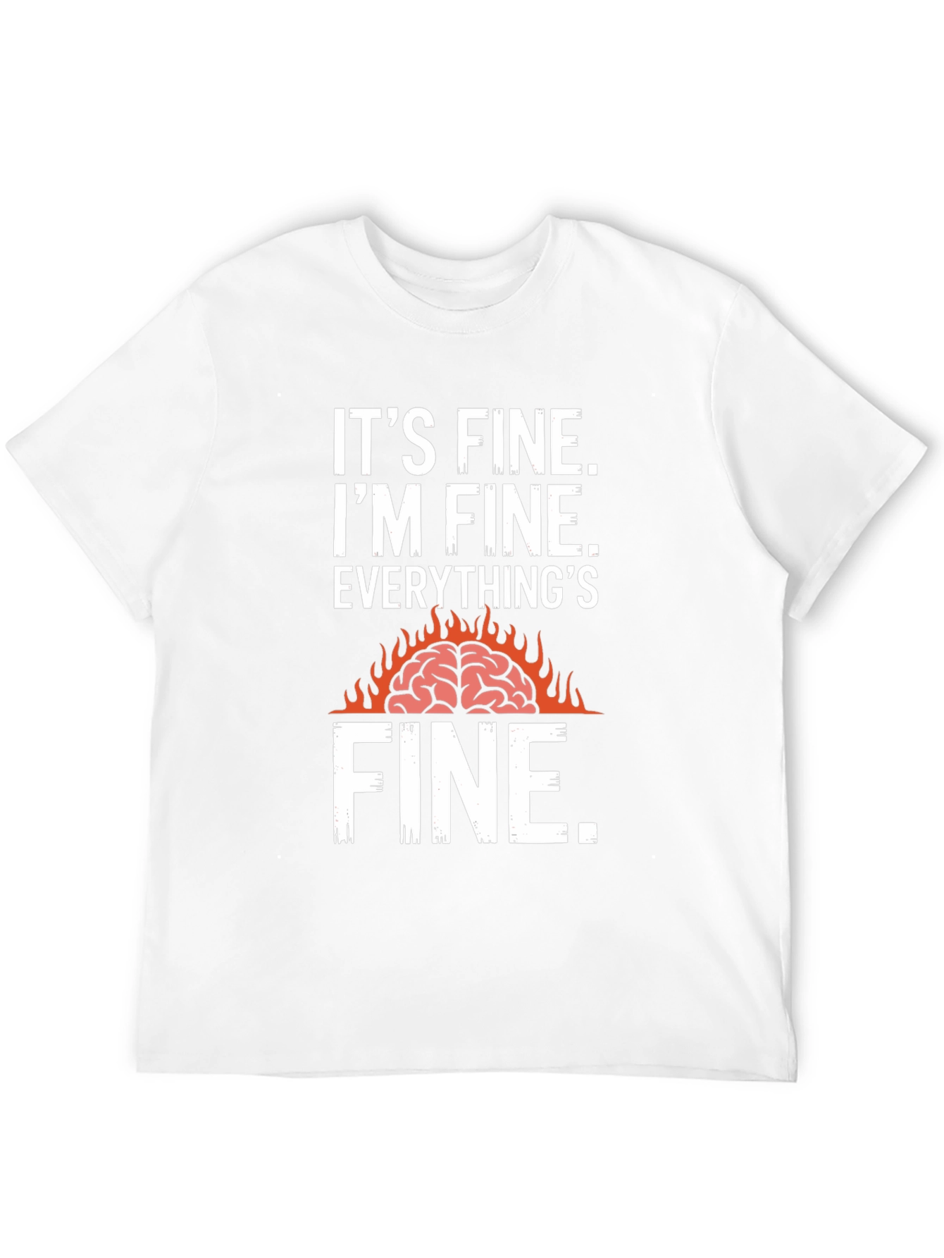 Black It's Fine Burning Brain Graphic T-Shirt view 12