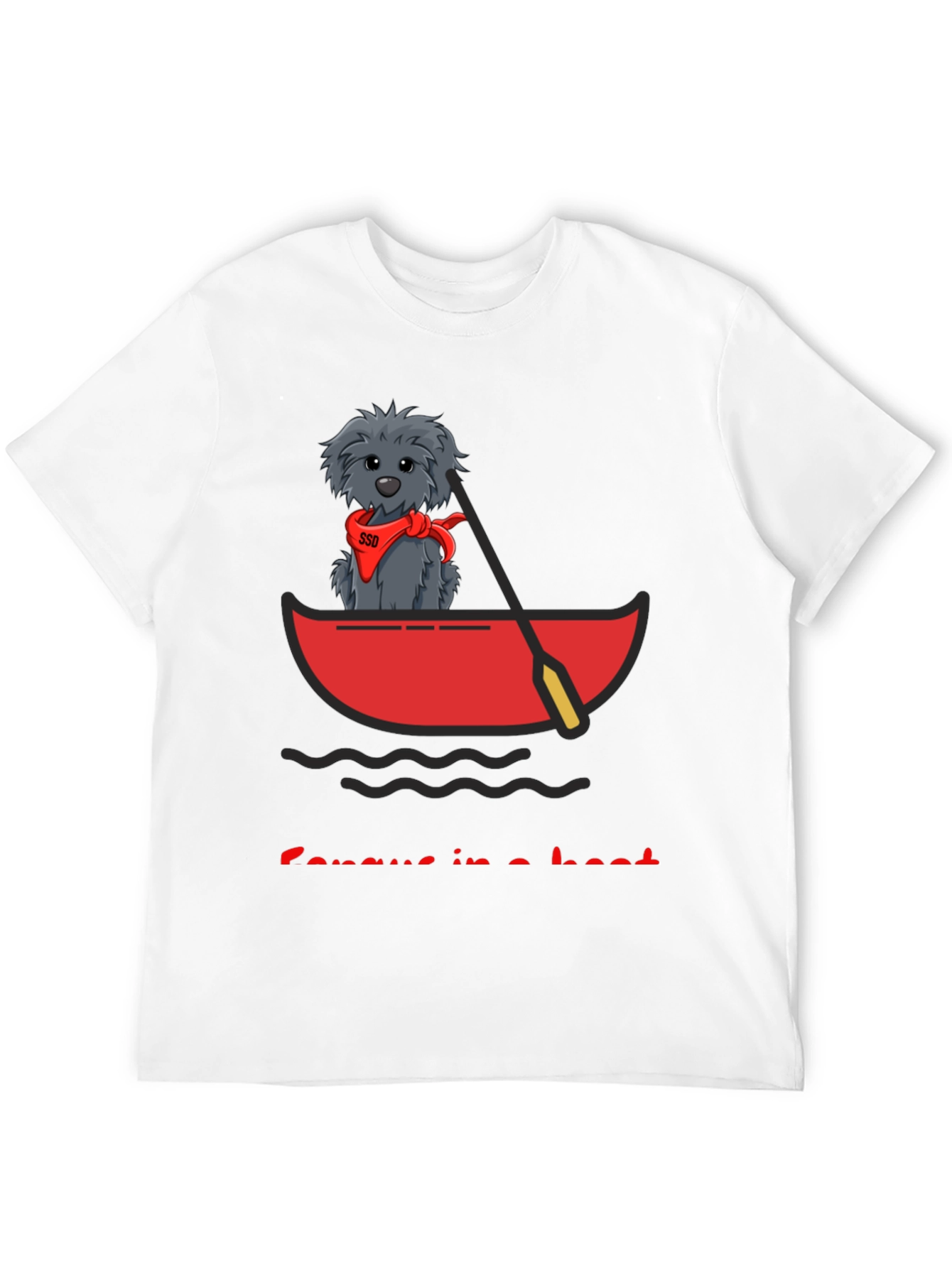 Black Dog in Boat T-Shirt - Cartoon Graphic Tee view 12