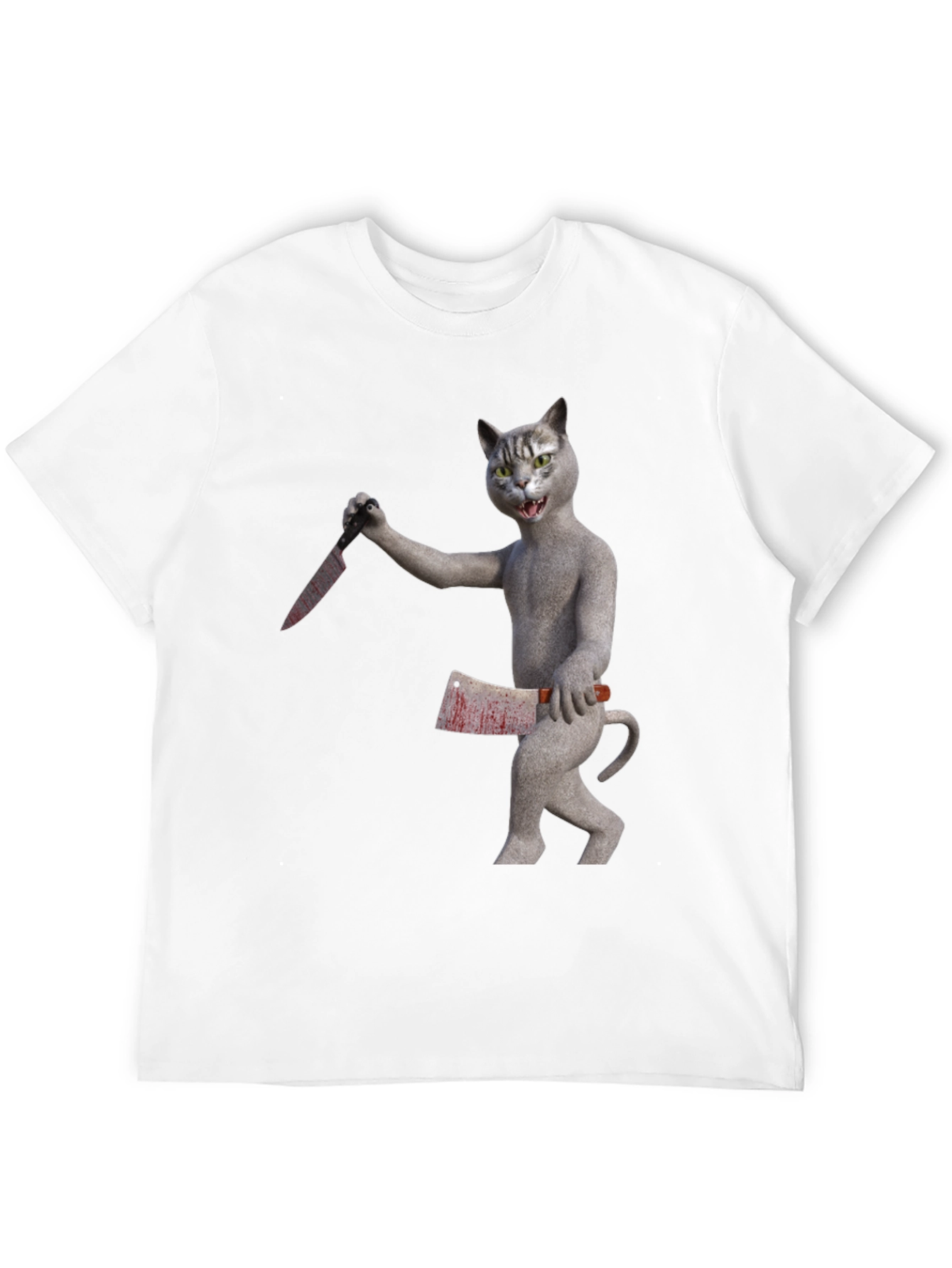 Black Killer Cat T-Shirt - Funny Graphic Tee view 12
