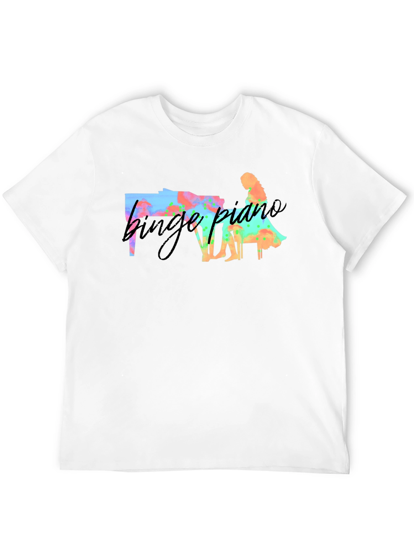 Black Binge Piano T-Shirt - Unique Watercolor Design view 12