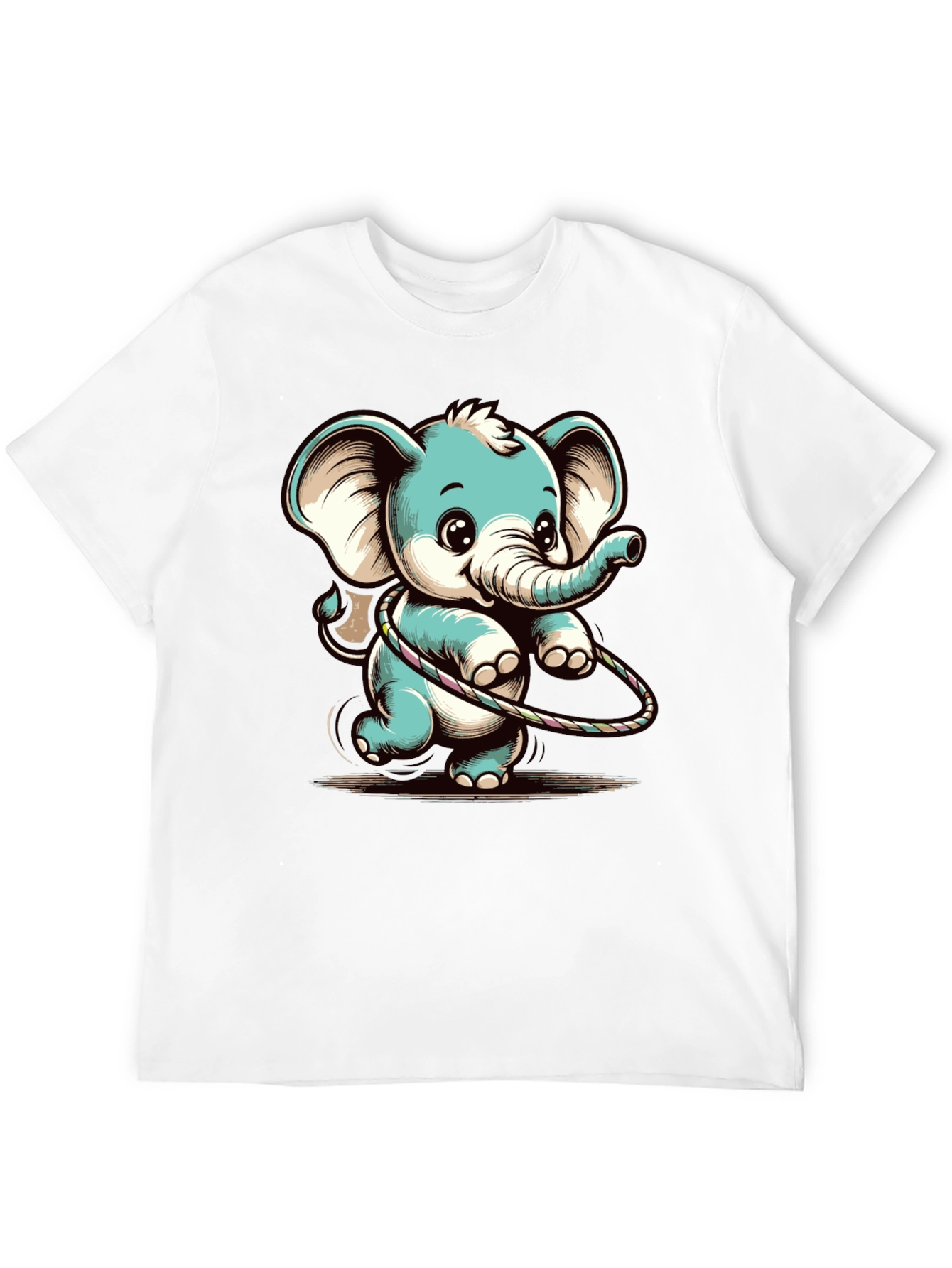 Black Cute Elephant Hula Hoop Graphic Tee view 12