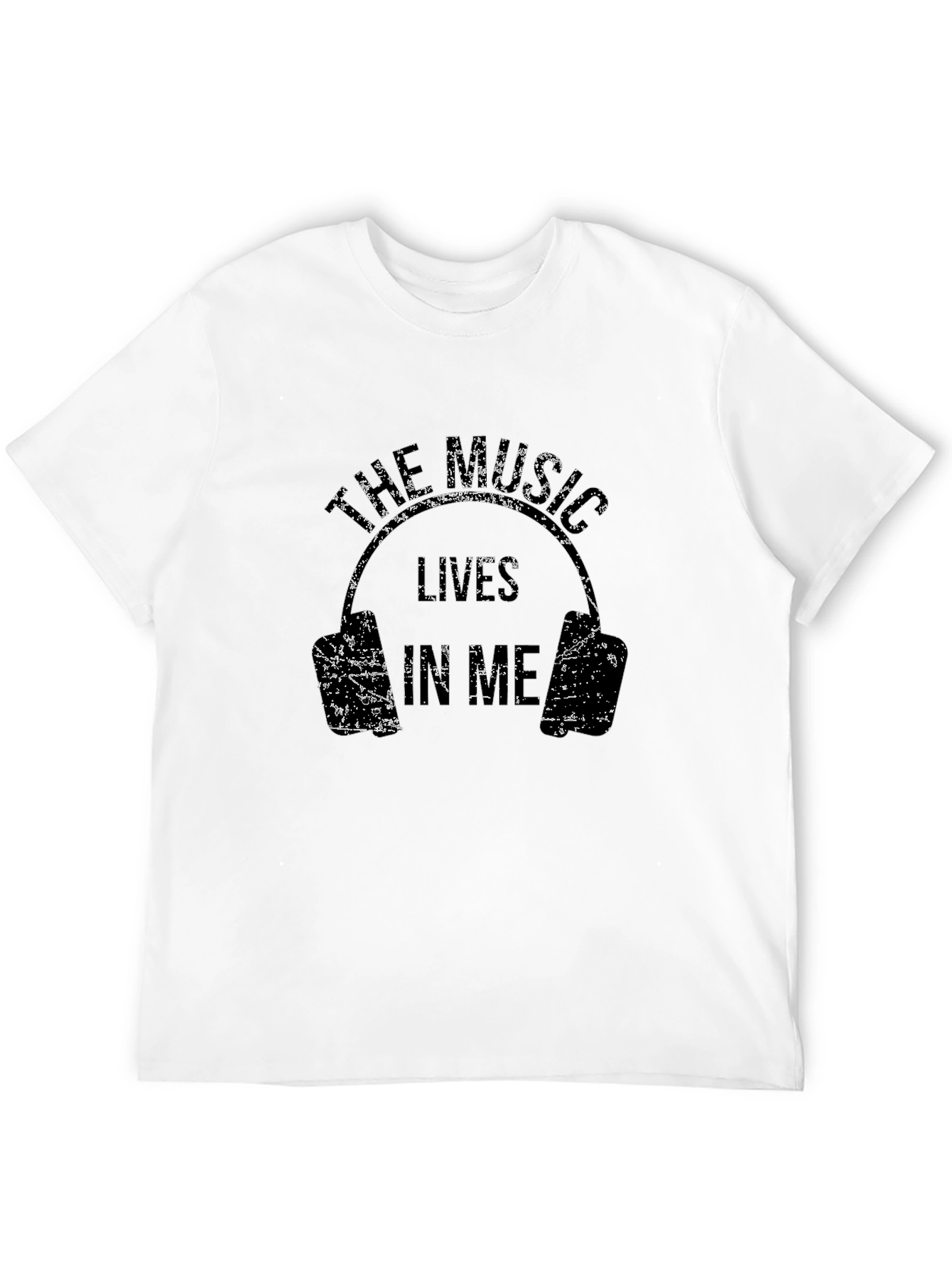 Black The Music Lives In Me Headphones Black T-Shirt view 12