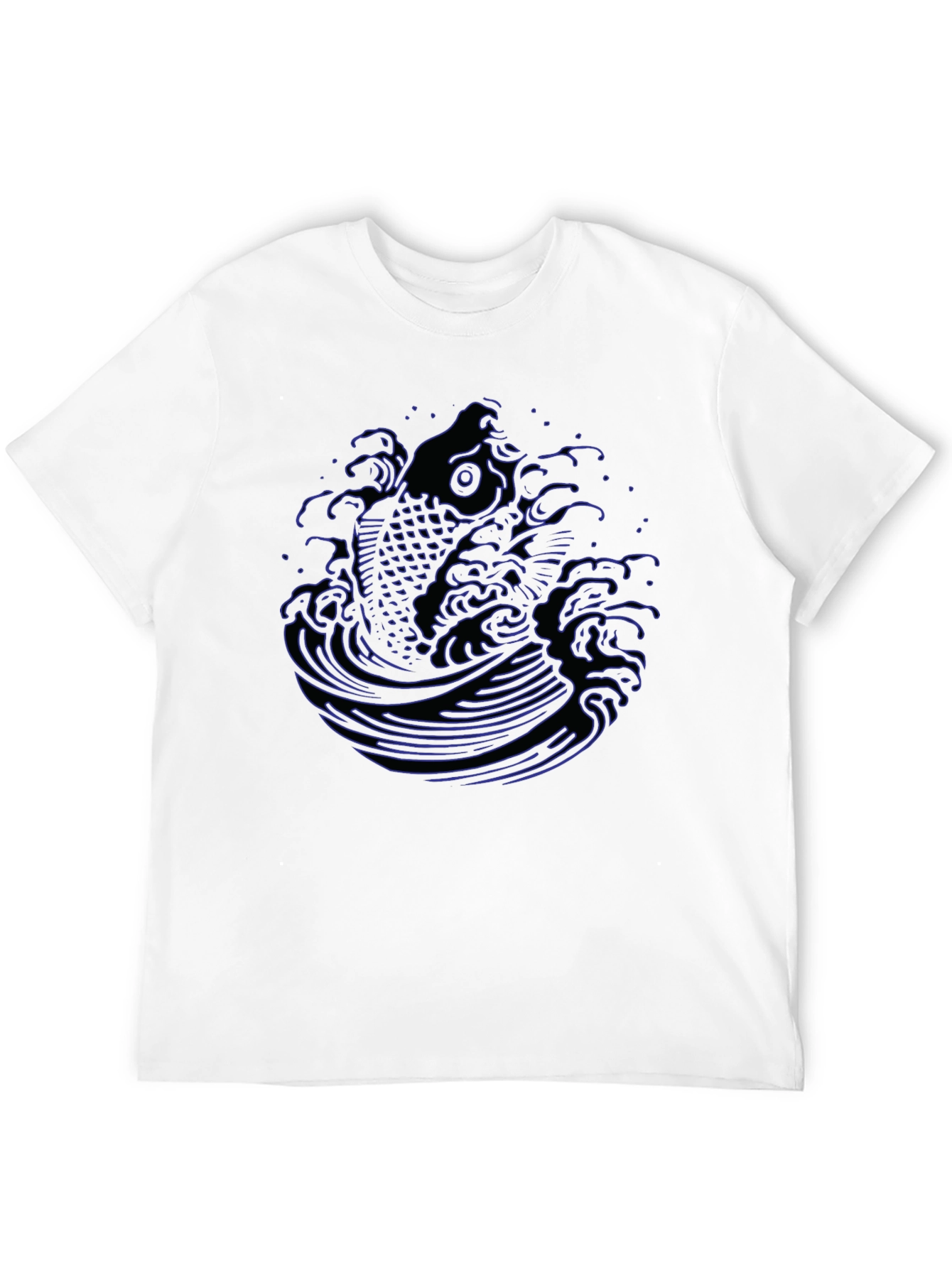 Black Koi Fish Wave Graphic Tee - Men's Black T-Shirt view 12