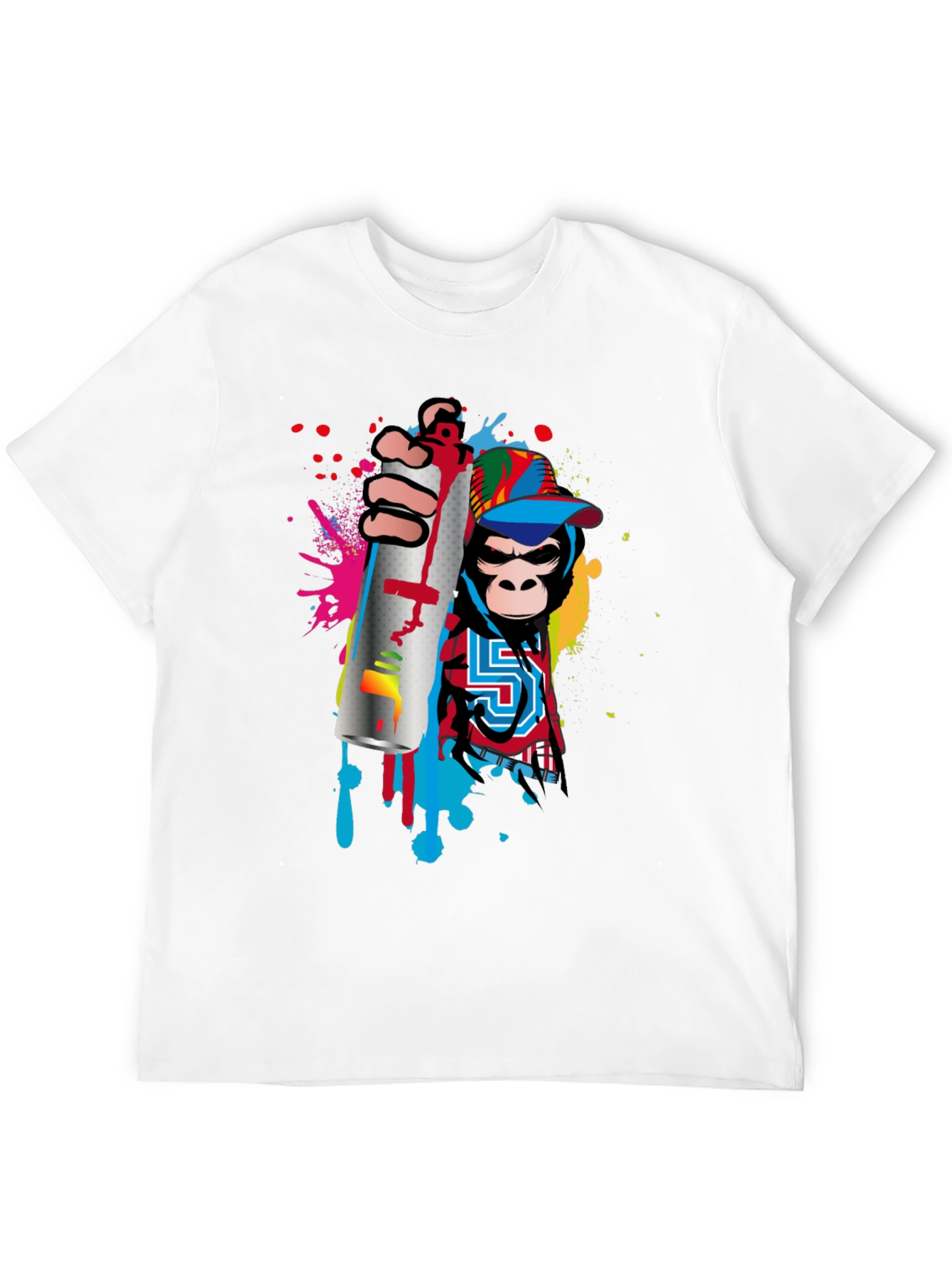 Black Monkey Graffiti Artist Black T-Shirt view 12