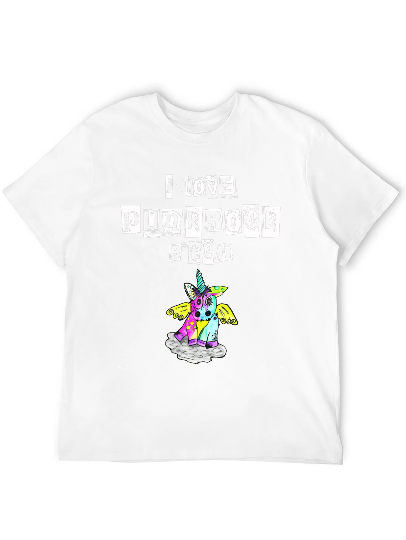 Black I Love Punk Rock B*tch Unicorn T-Shirt view 12