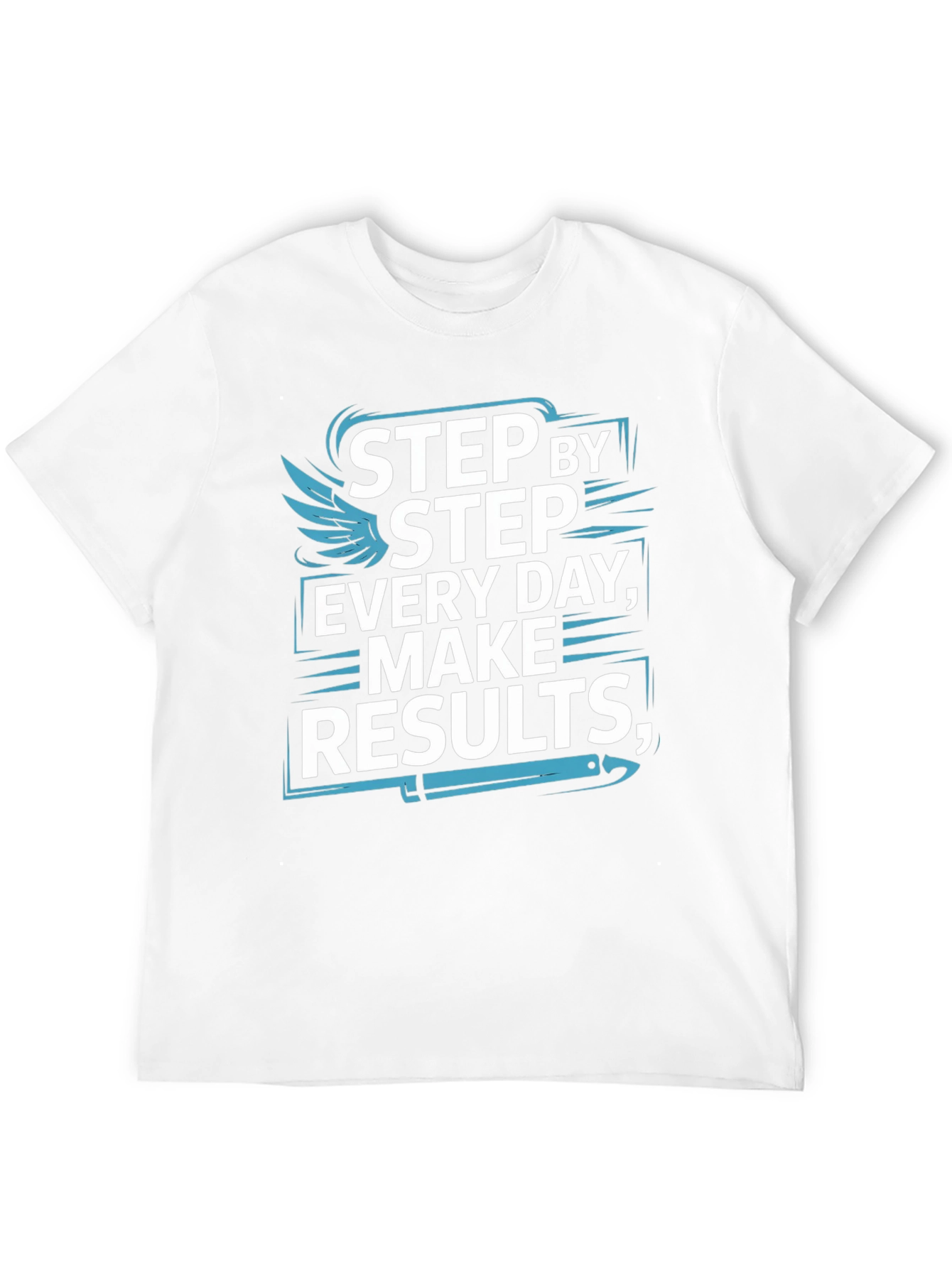 Black Step by Step Results T-Shirt - Motivational Design view 12