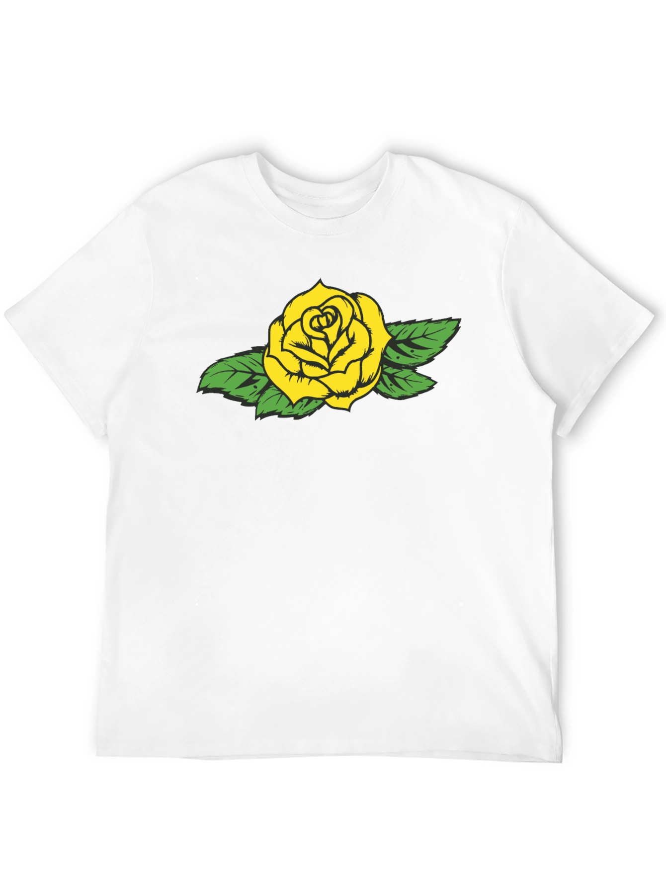 Black Yellow Rose Graphic Black Tee - Stylish Casual Wear view 12