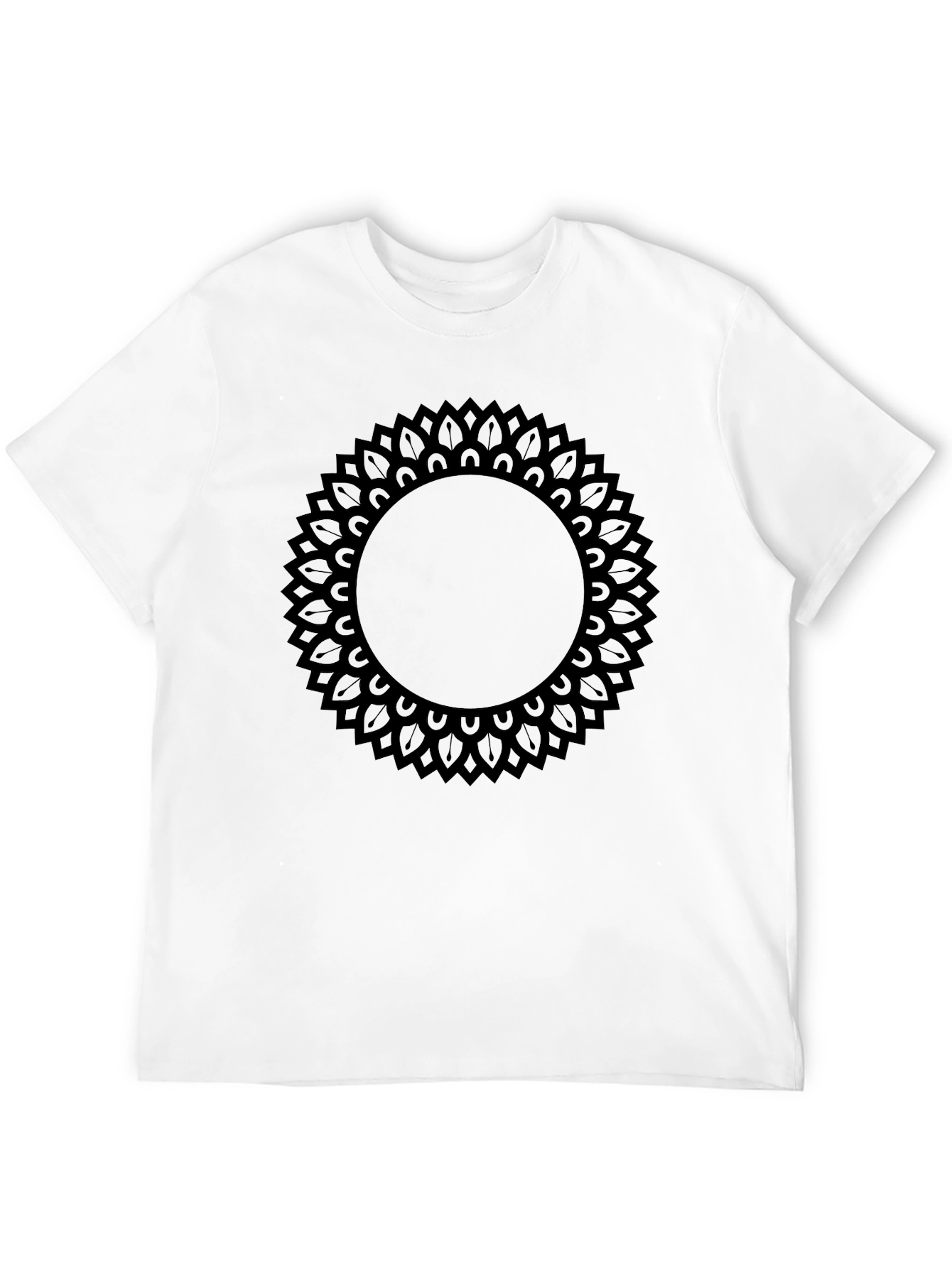 Men's Black Mandala Graphic Print T-Shirt - 12