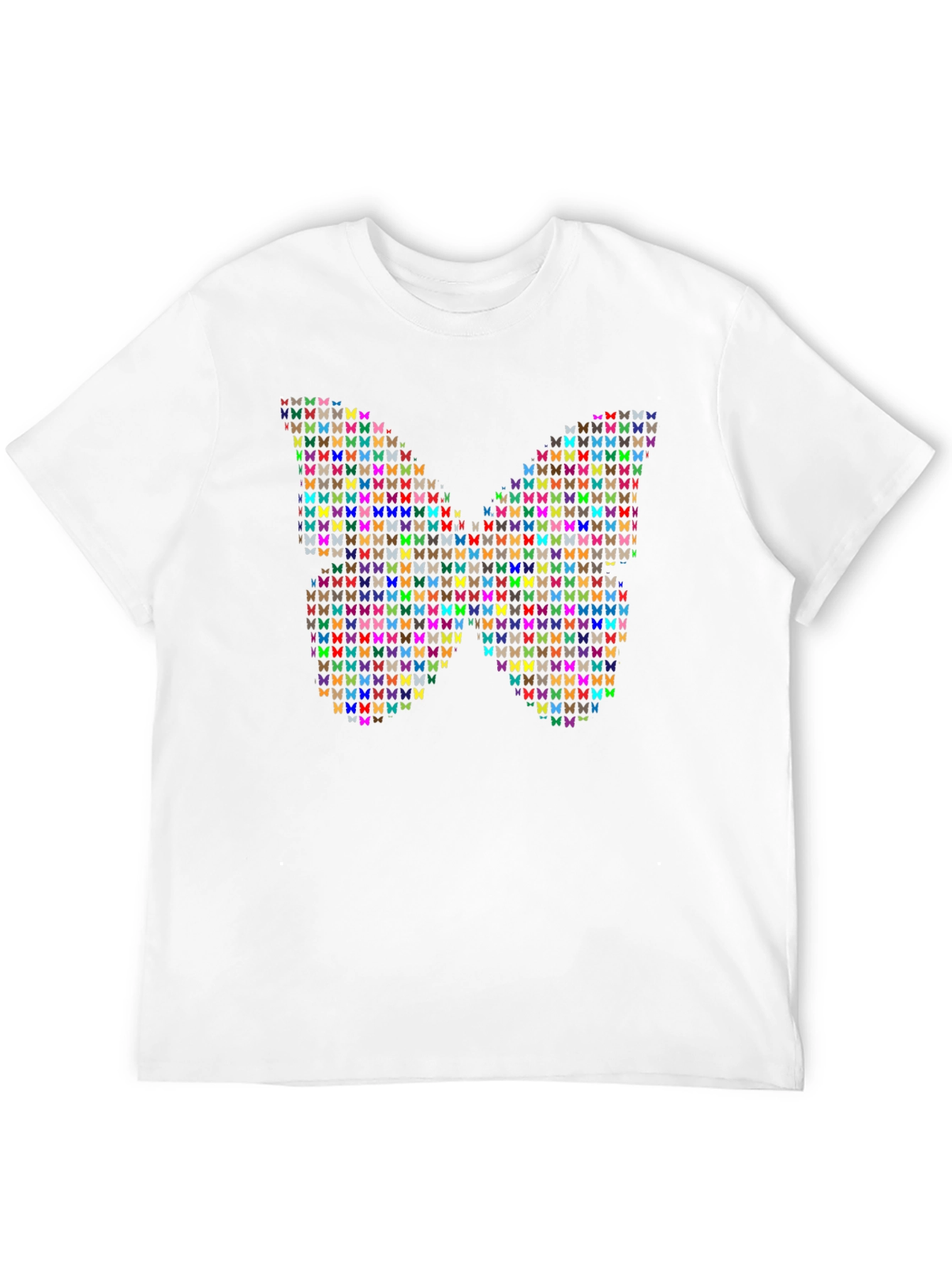 Black Butterfly Mosaic Graphic Tee - Stylish Black Cotton T-Shirt view 12