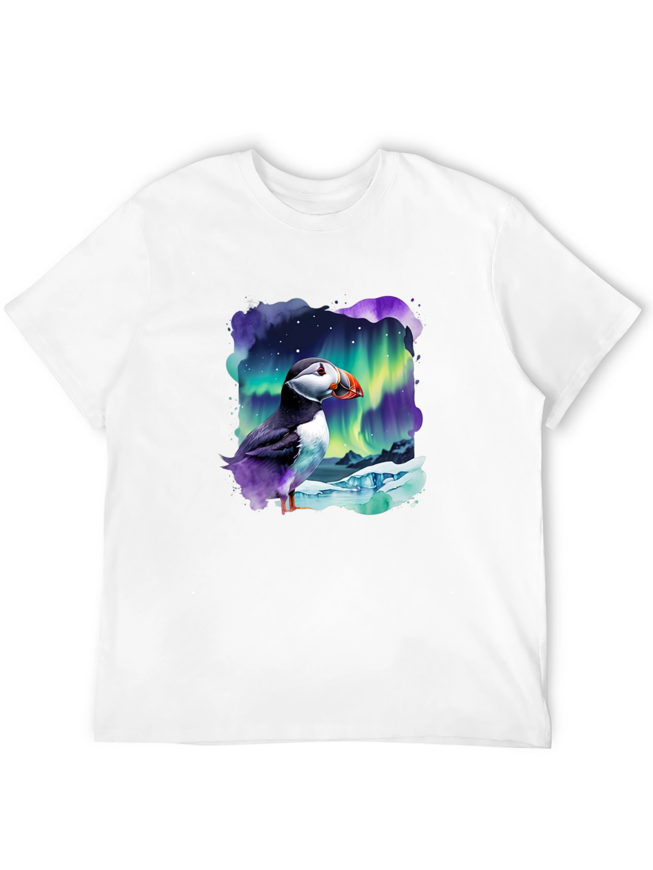 Puffin Aurora T-Shirt - Northern Lights Design - 12