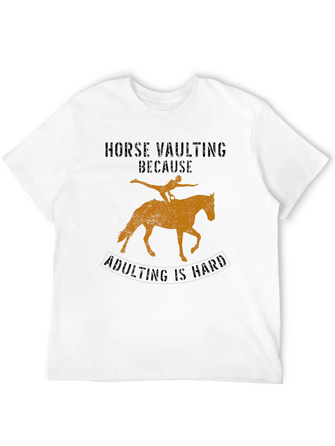 Black Horse Vaulting Adulting is Hard Graphic Tee view 12