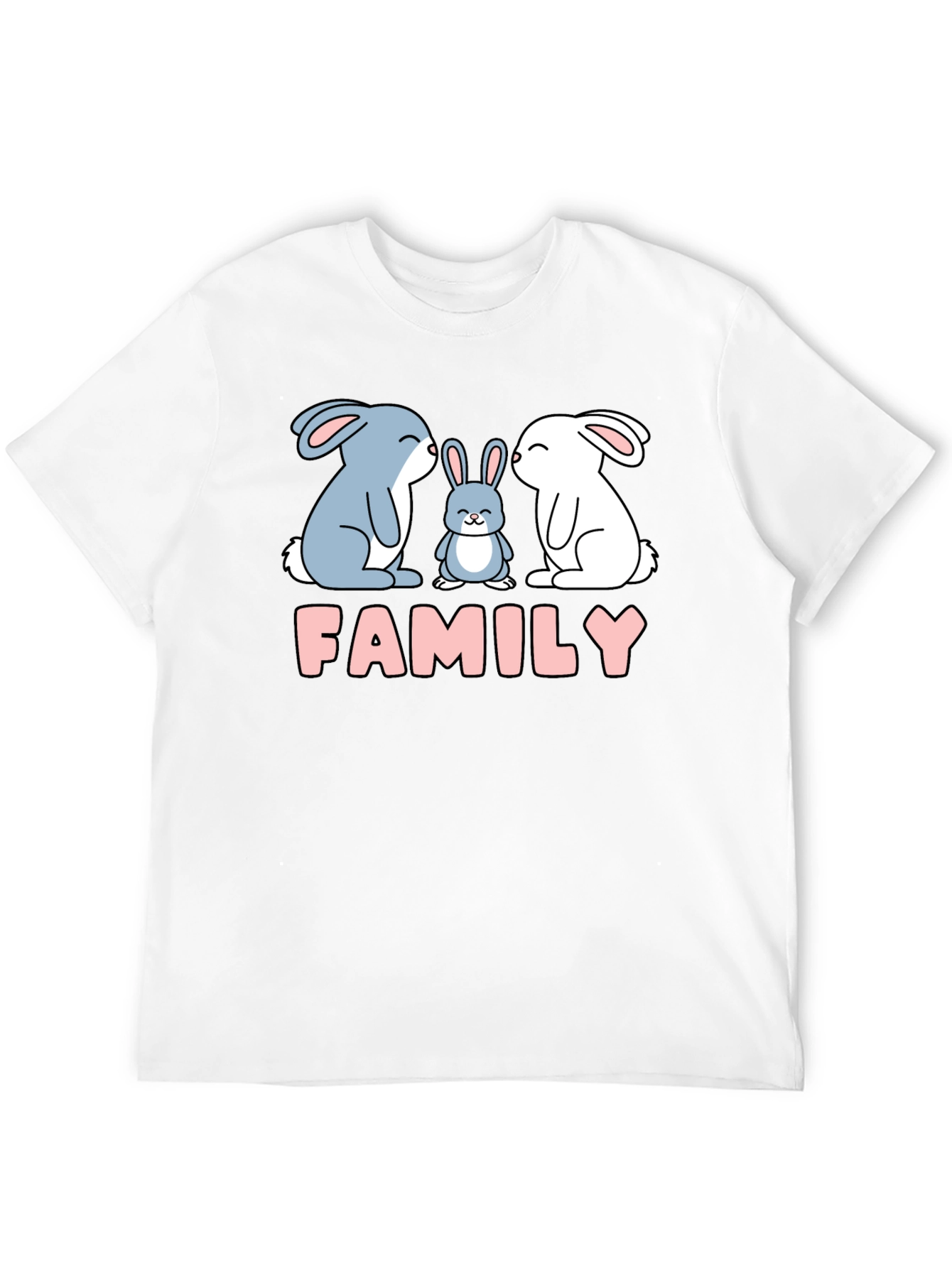 Black Cute Rabbit Family T-Shirt - Black Tee view 12