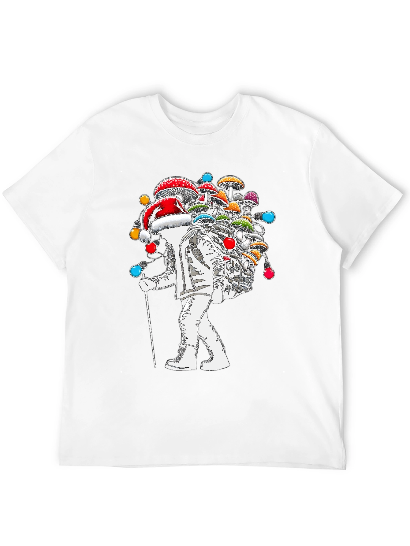 Black Astronaut Santa Mushroom T-Shirt view 12