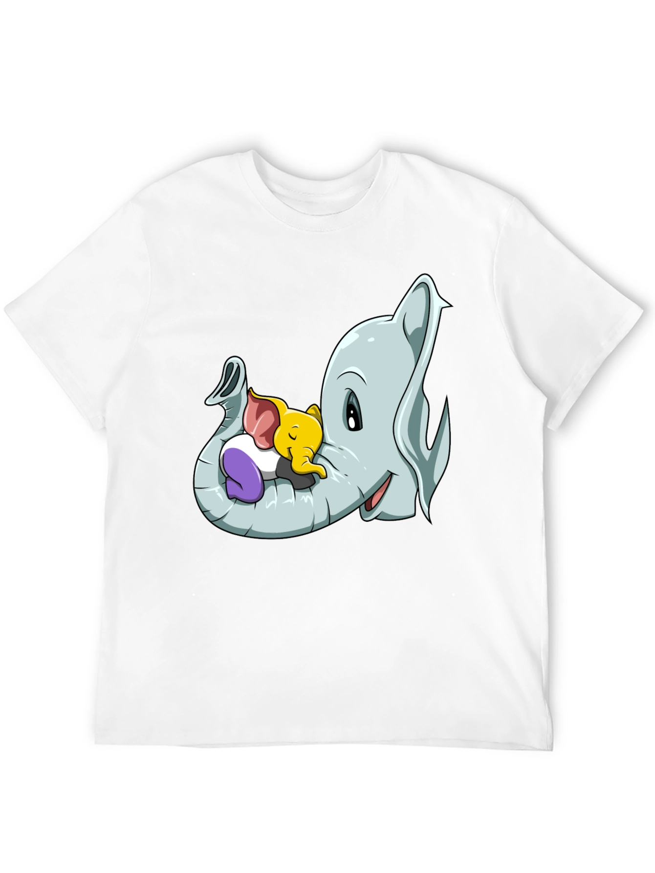 Black Cute Elephant Family Cartoon T-Shirt view 12