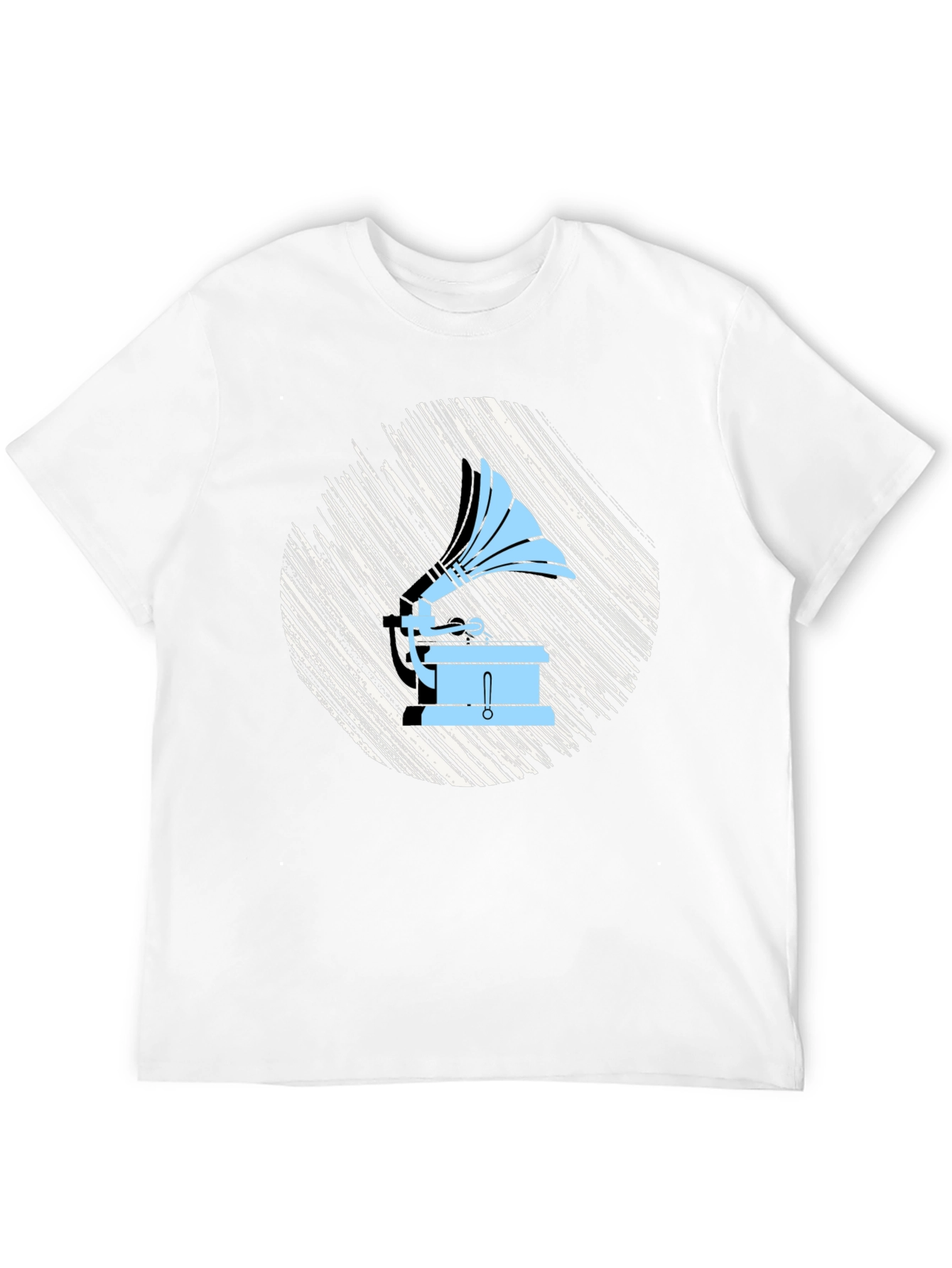 Black Retro Gramophone Graphic Tee - Vintage Music Lover Shirt view 12