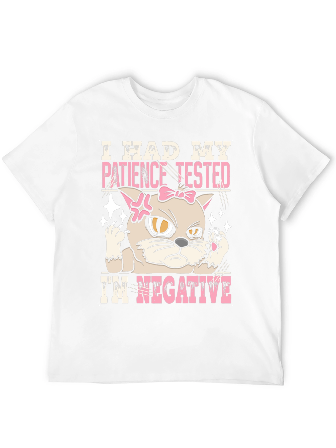 Black Patience Tested Negative Funny Cat Graphic T-Shirt view 12
