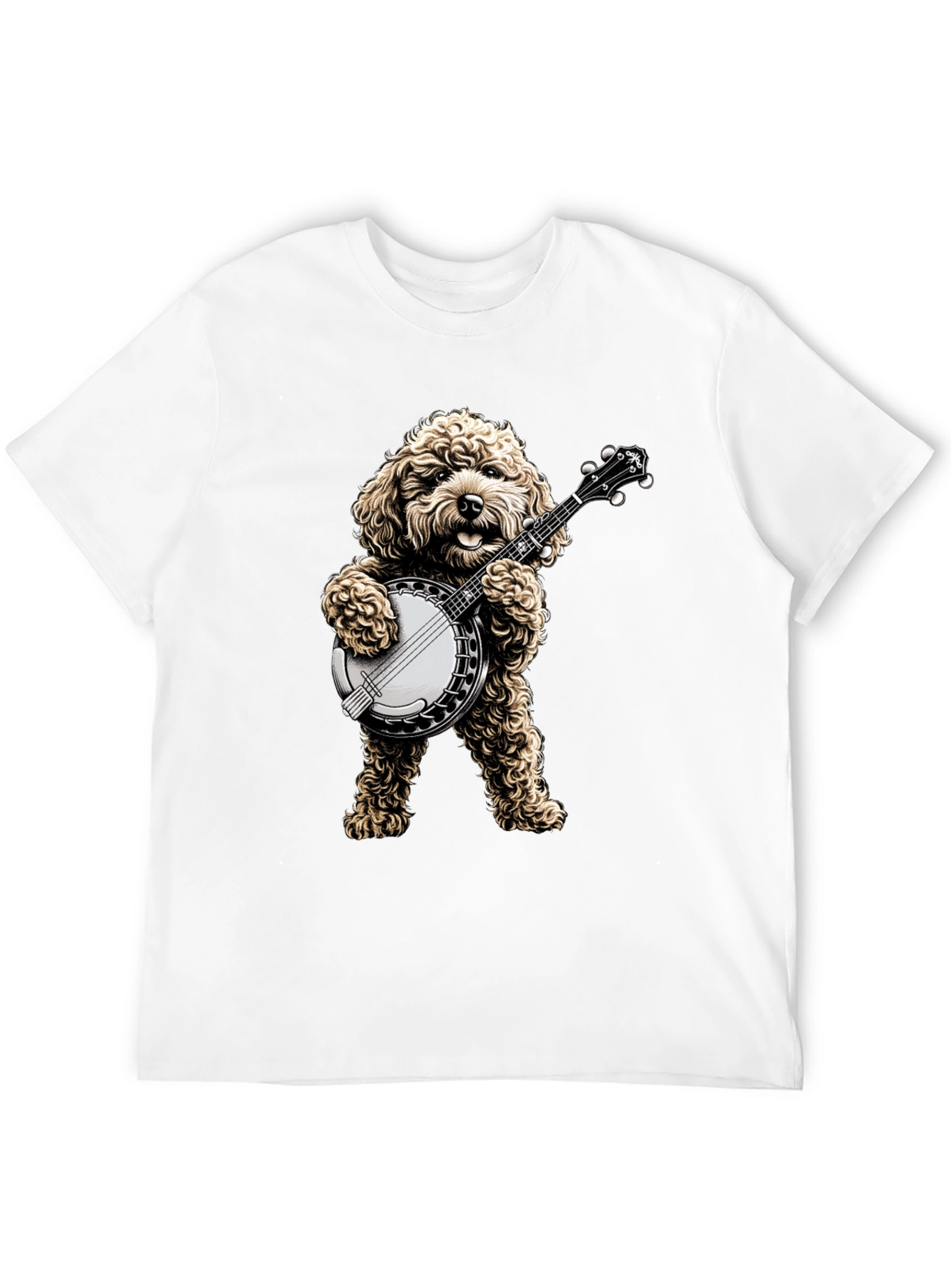 Dog Playing Banjo T-Shirt - Musical Canine Tee - 12