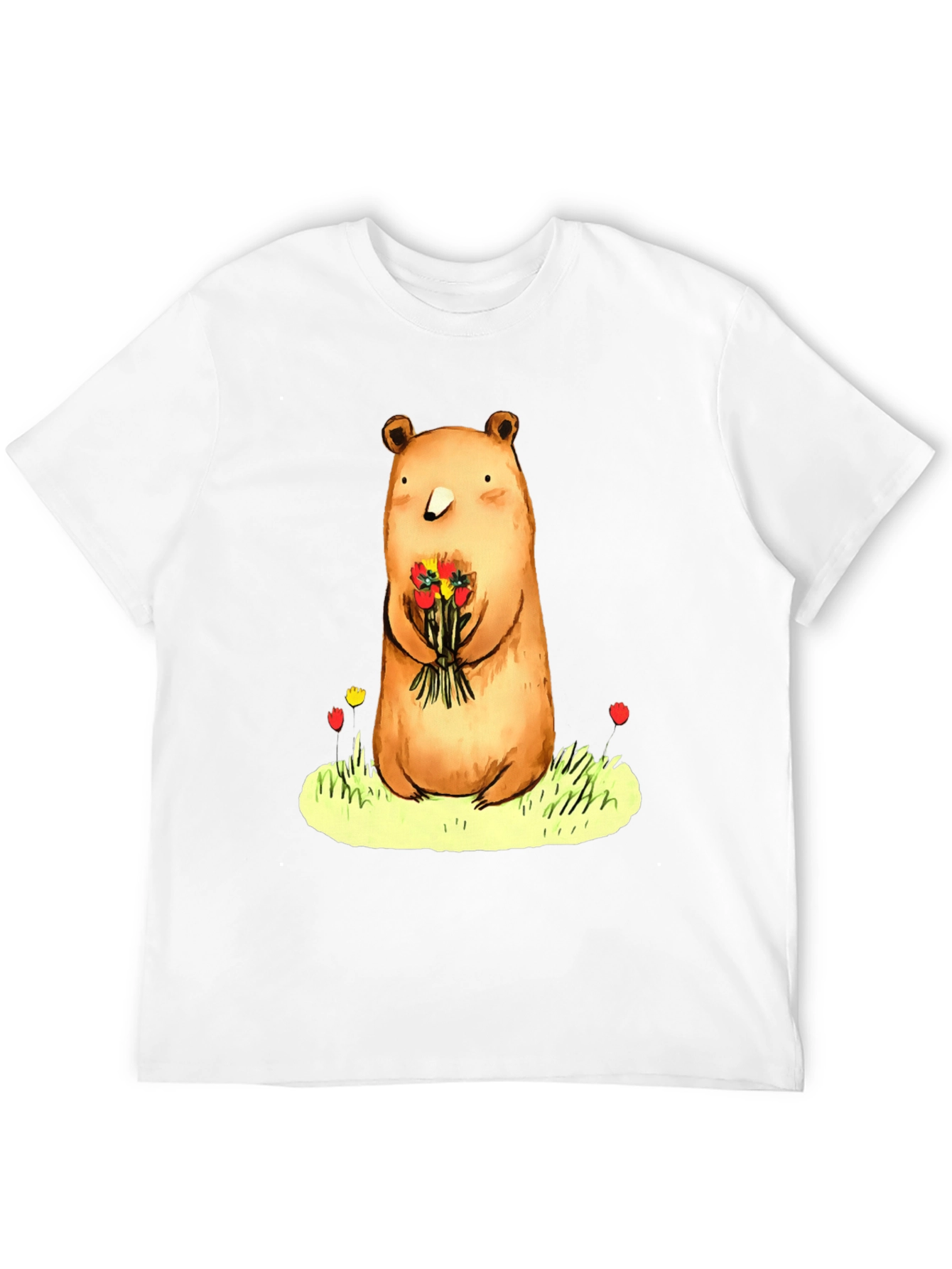 Black Bear with Flowers Graphic Tee - Soft Cotton Blend view 12