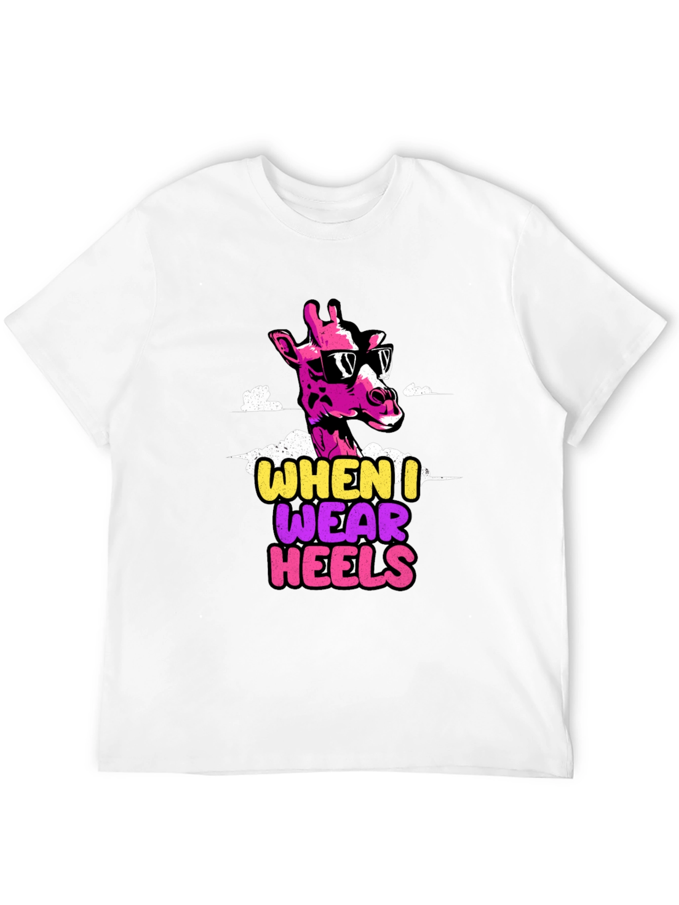 Black Funny Giraffe Heels T-Shirt view 12