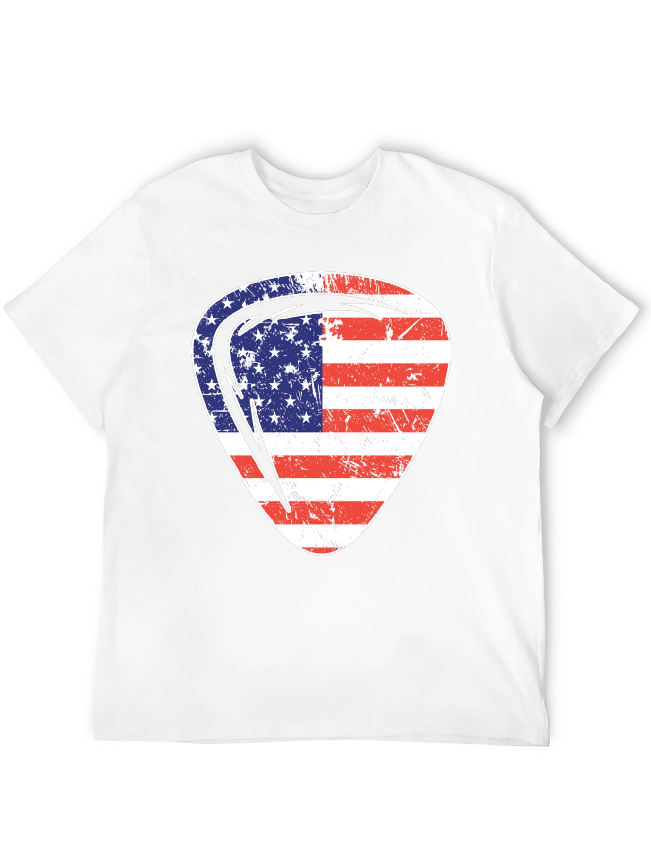 Black USA Flag Guitar Pick Patriotic T-Shirt view 12