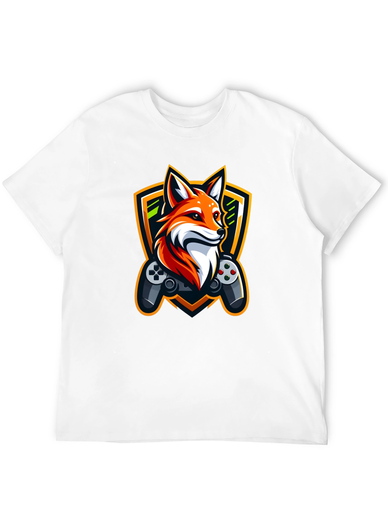 Black Gaming Fox T-Shirt - Black Crew Neck view 12