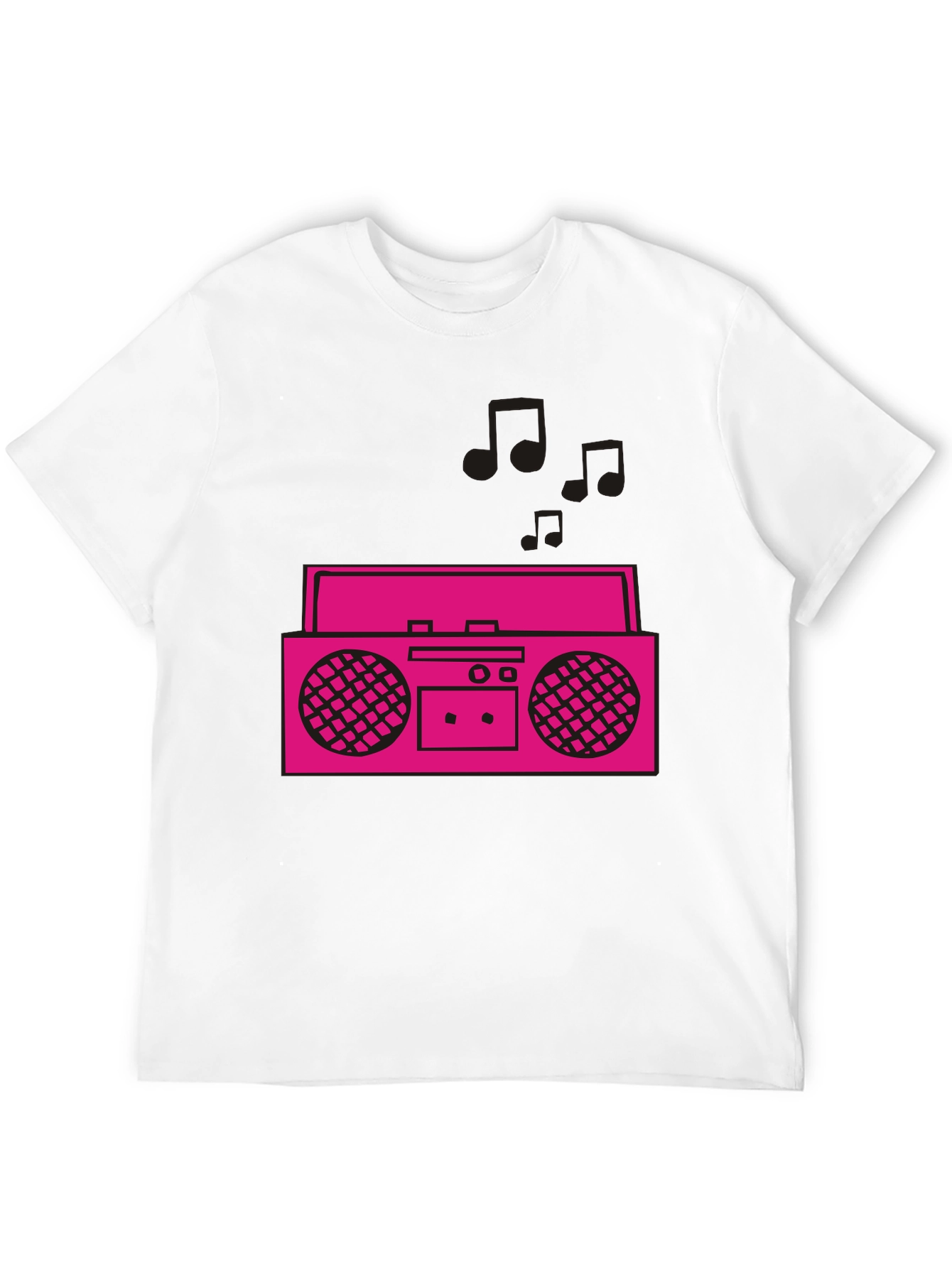 Black Retro Boombox Graphic Tee - Black Cotton T-Shirt view 12