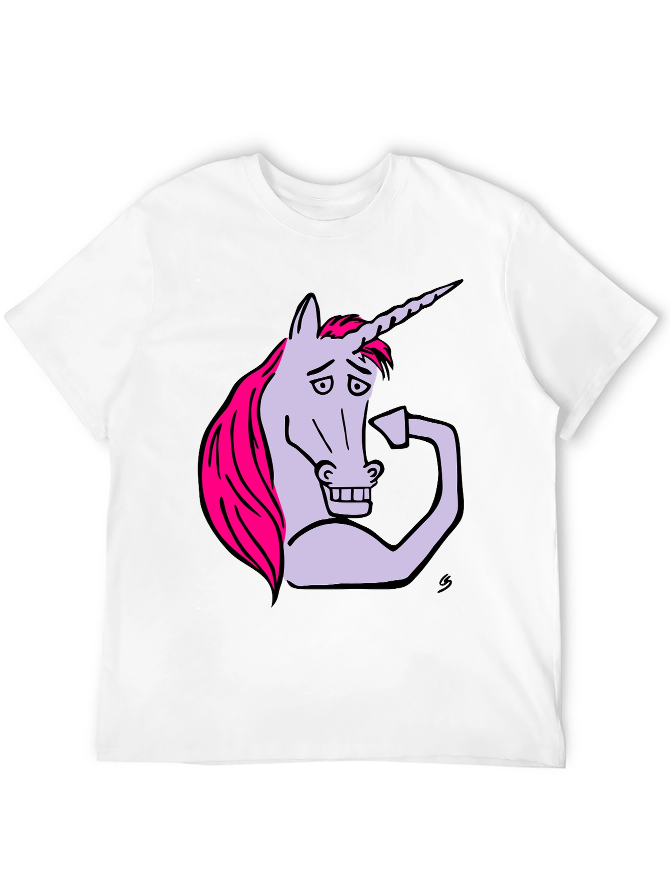 Black Funny Unicorn Flexing Bicep T-Shirt view 12