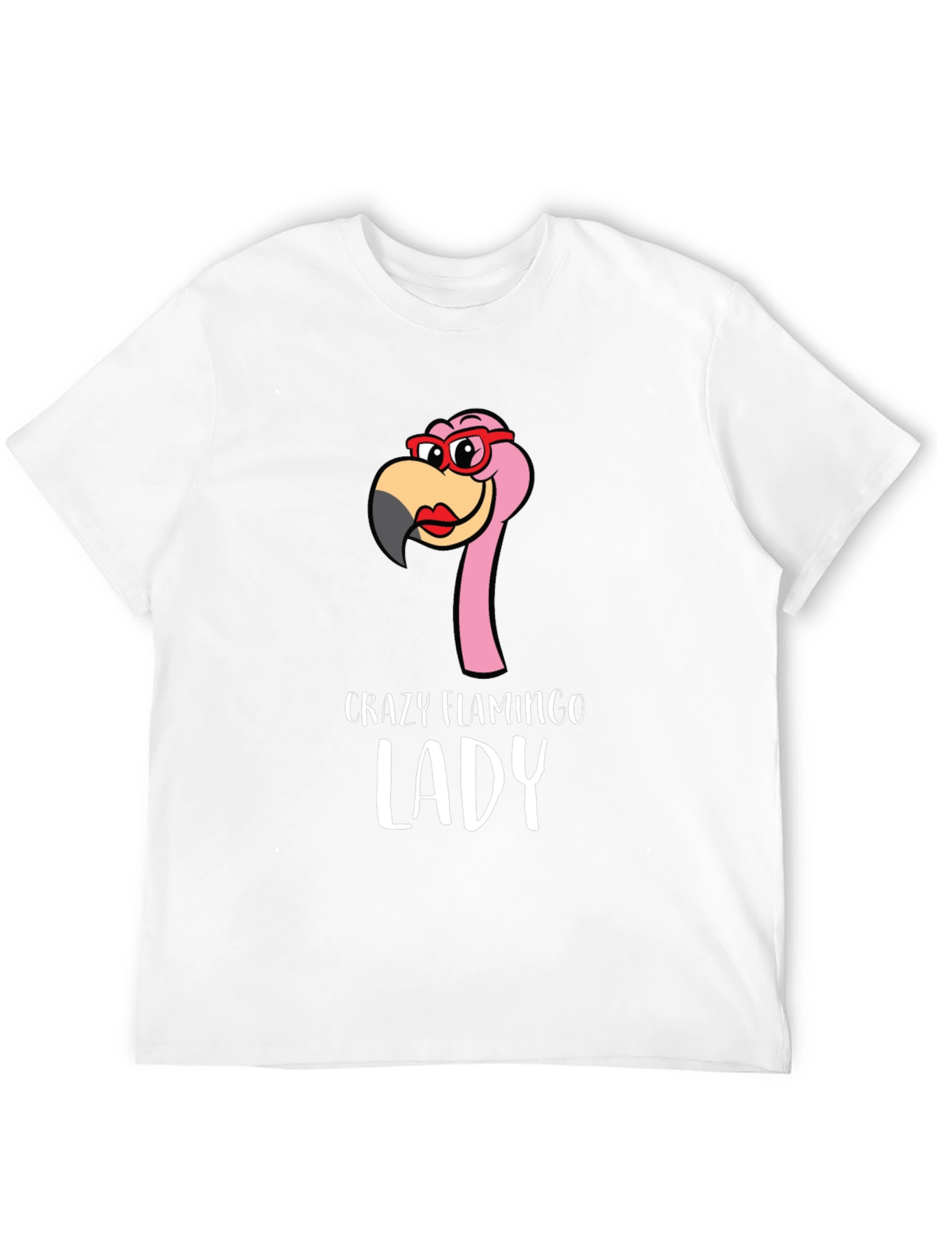 Black Crazy Flamingo Lady Graphic Tee - Novelty Shirt view 12