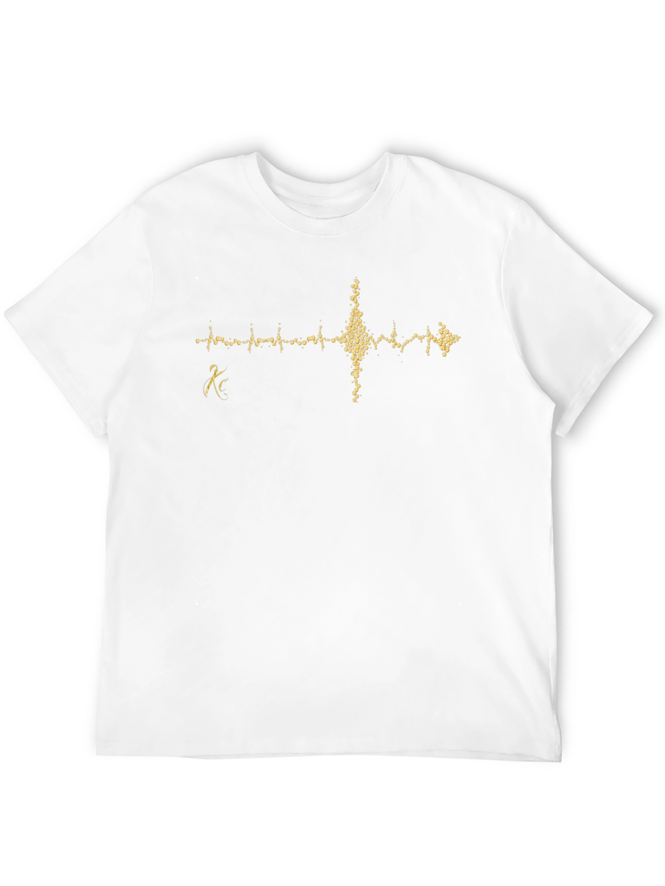 Black Black T-Shirt with Gold Heartbeat Design view 12