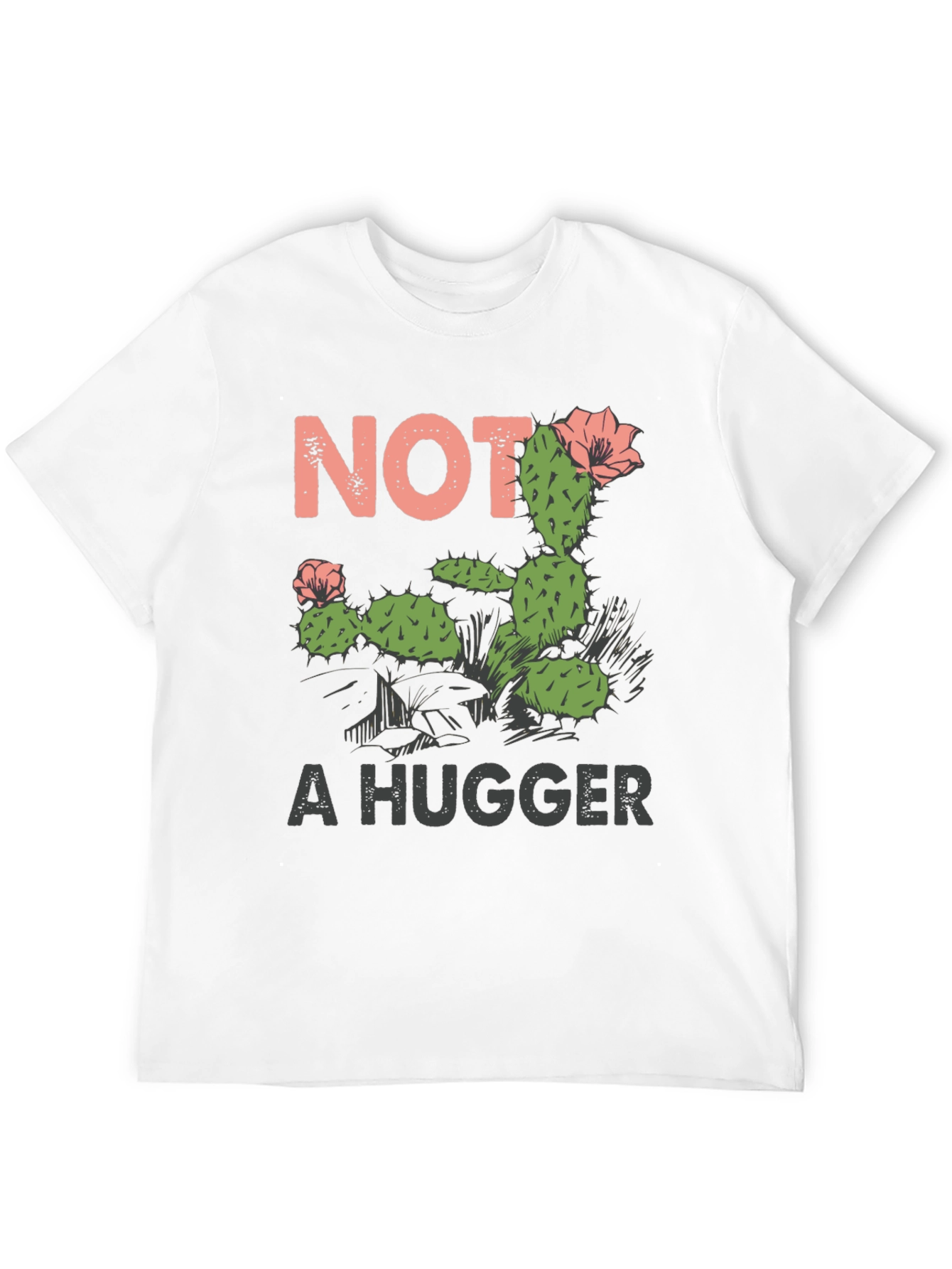 Black Not a Hugger Cactus Graphic T-Shirt view 12