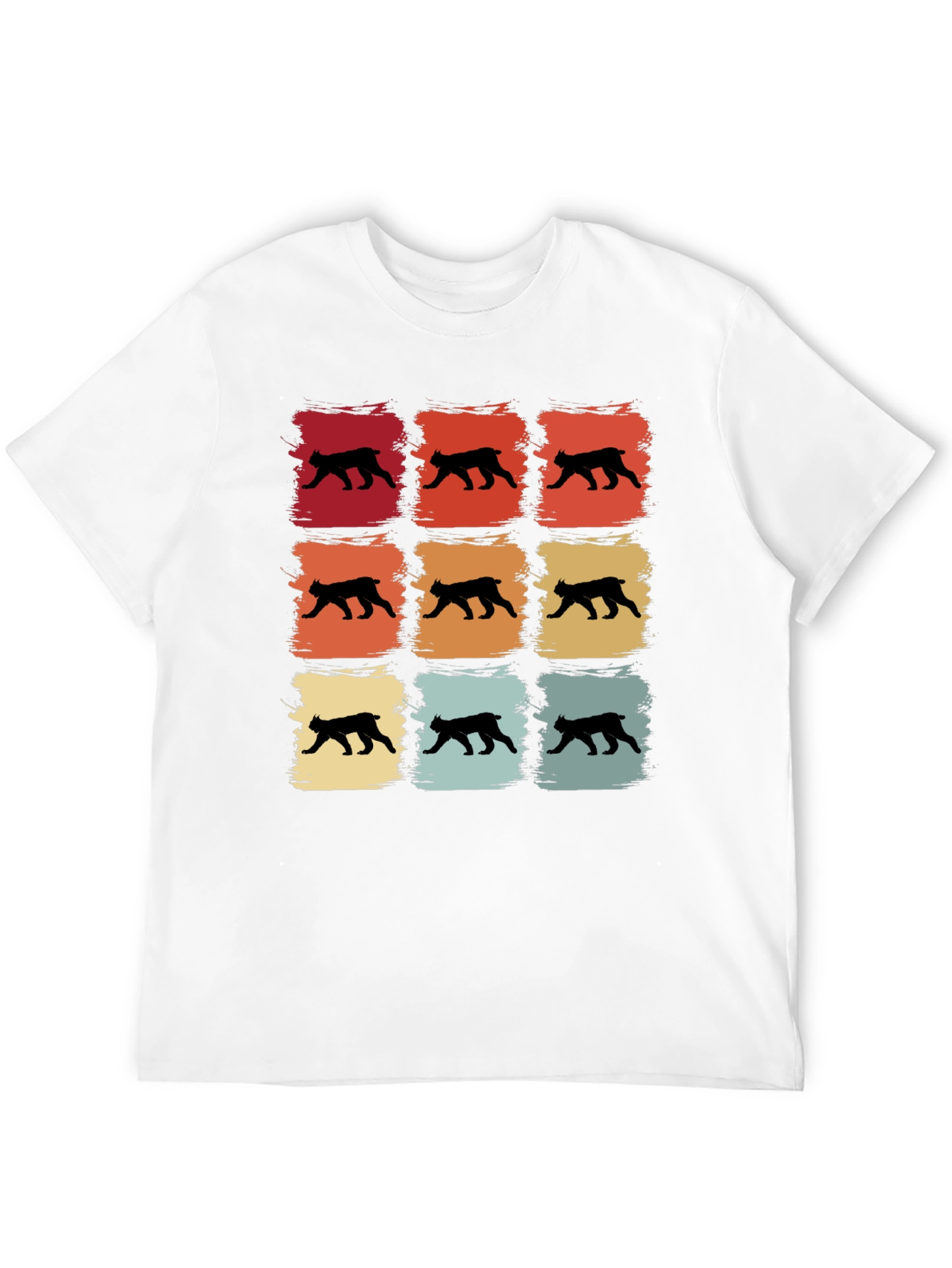 Black Retro Bobcat Silhouette Graphic T-Shirt view 12