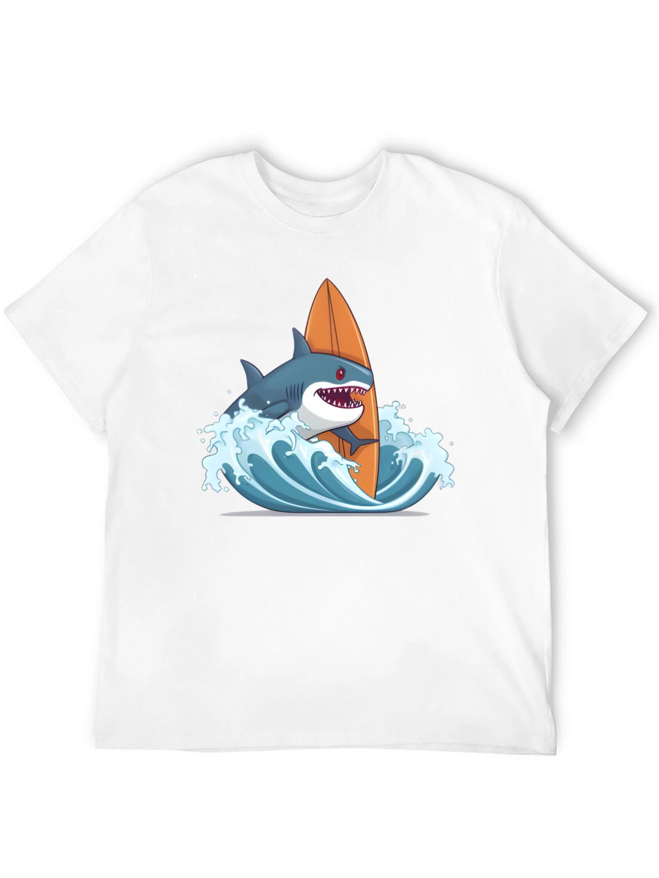 Black Shark Surfing Graphic T-Shirt - Black Cotton Tee view 12