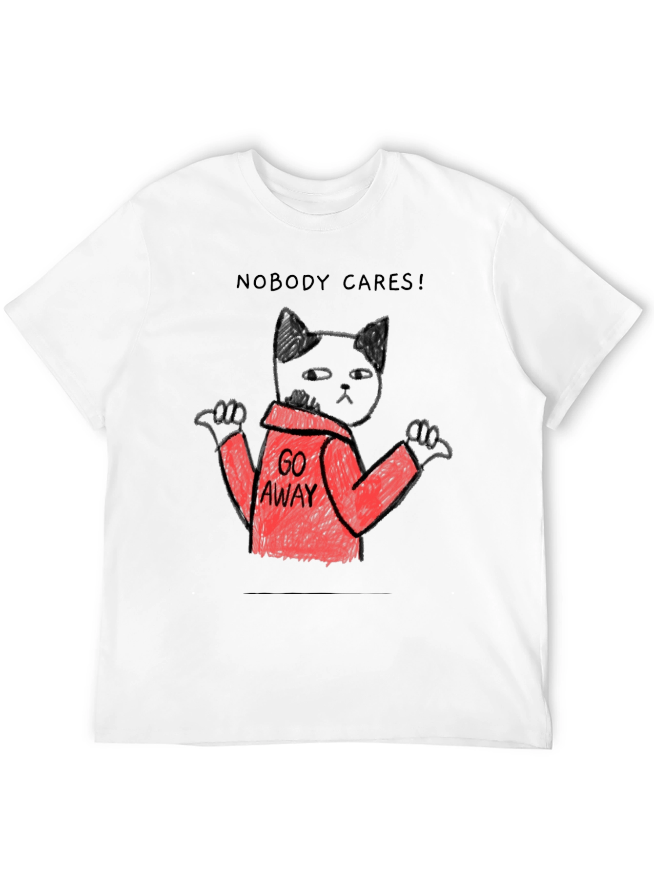 Black Nobody Cares Black Cat T-Shirt view 12