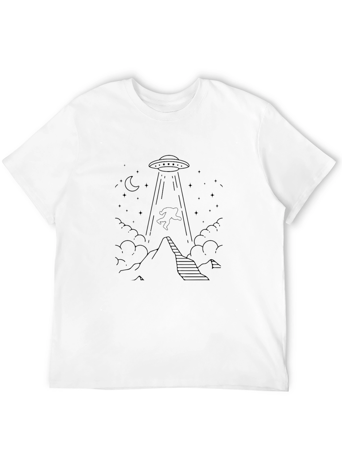 Black UFO Abduction T-Shirt - Bigfoot Design view 12