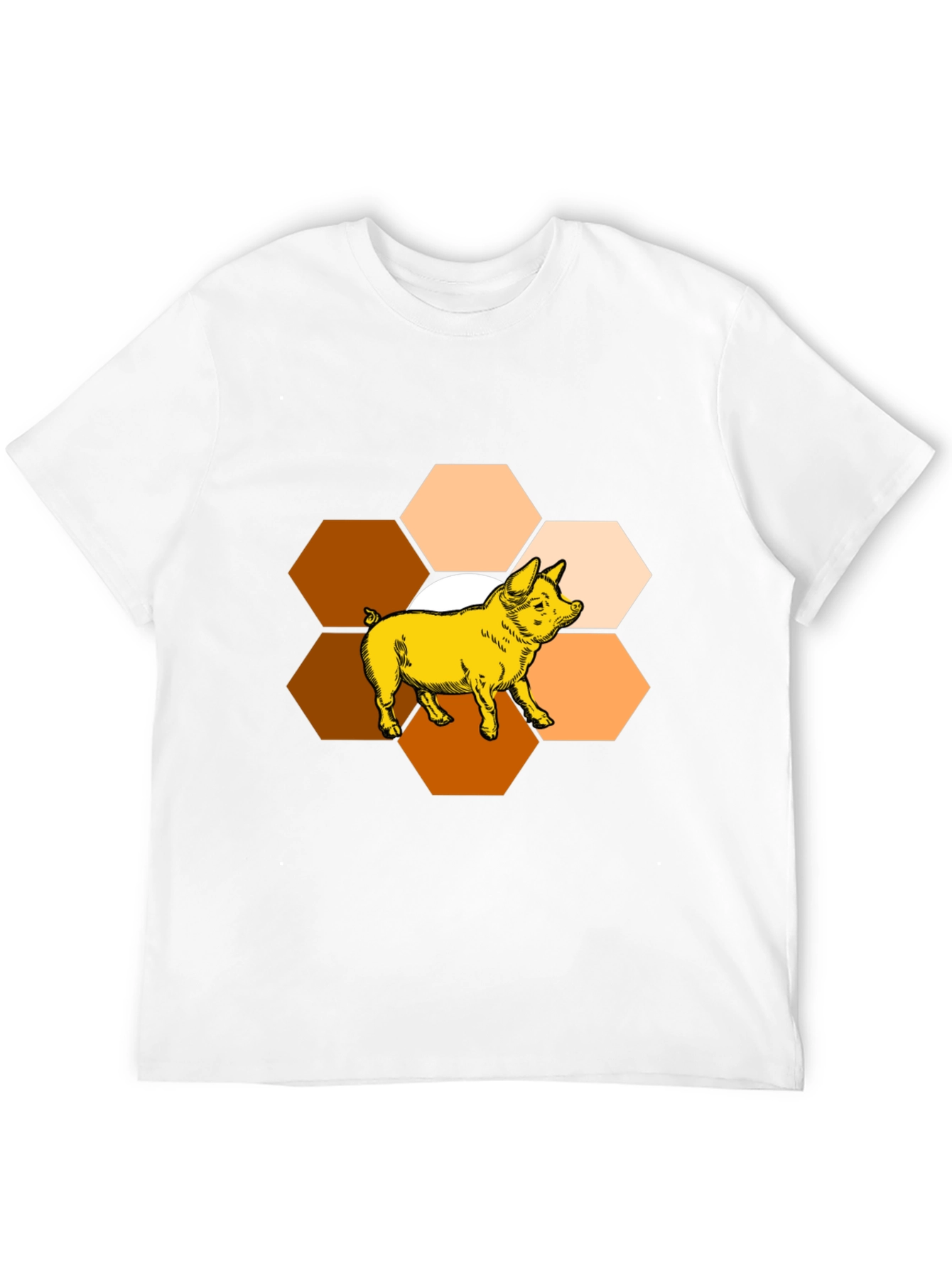 Black Honeycomb Pig Graphic Tee - Unique Design view 12