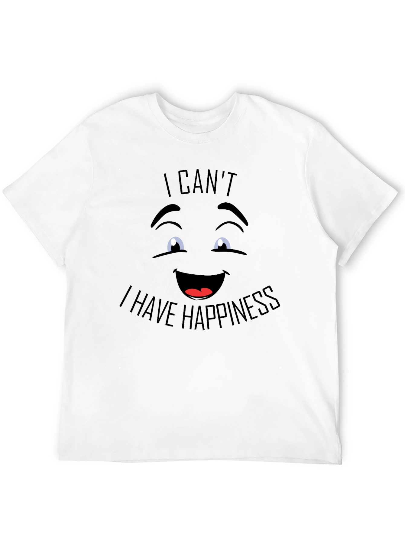 Black Happy Face Graphic Tee - 'I Can't, I Have Happiness' Black T-Shirt view 12