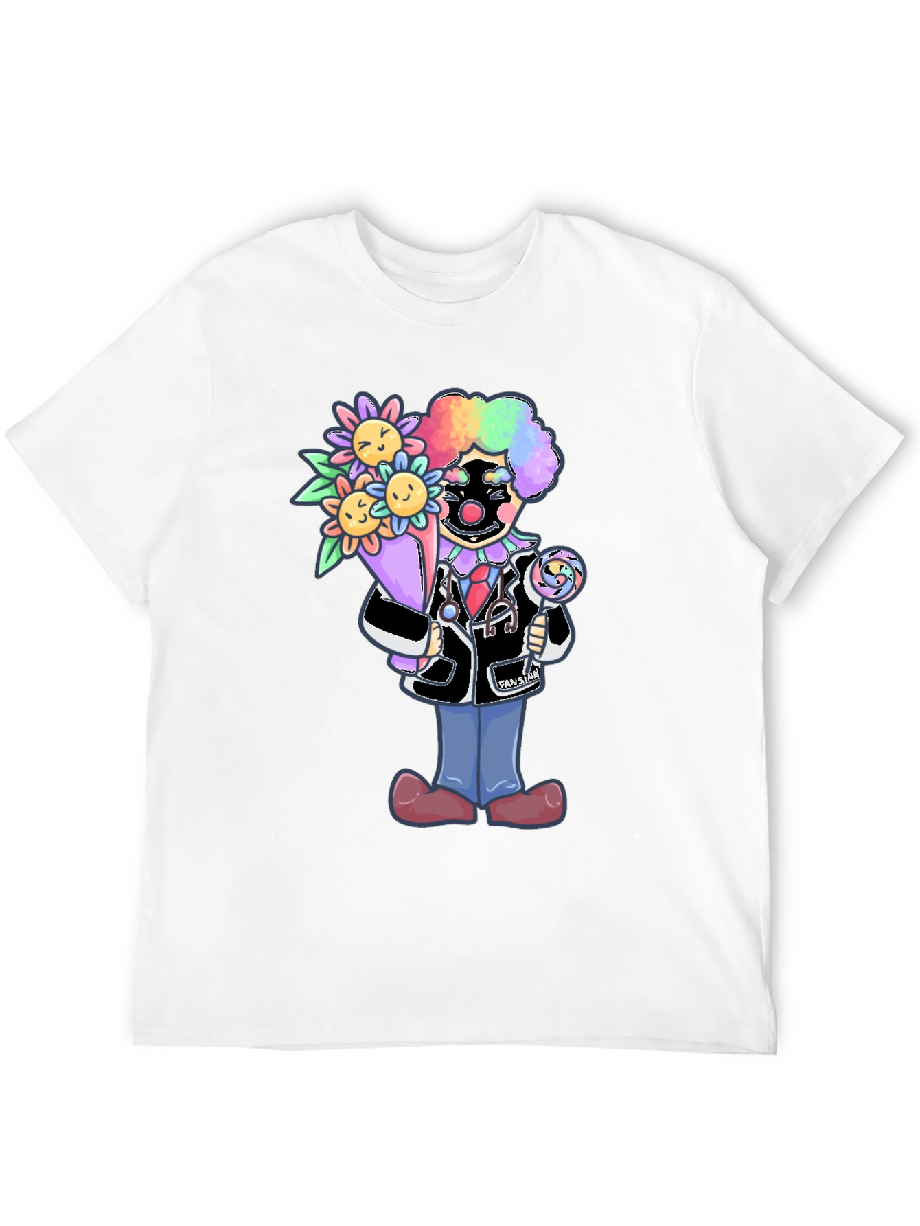 Black Clown Doctor T-Shirt with Flowers & Lollipop view 12