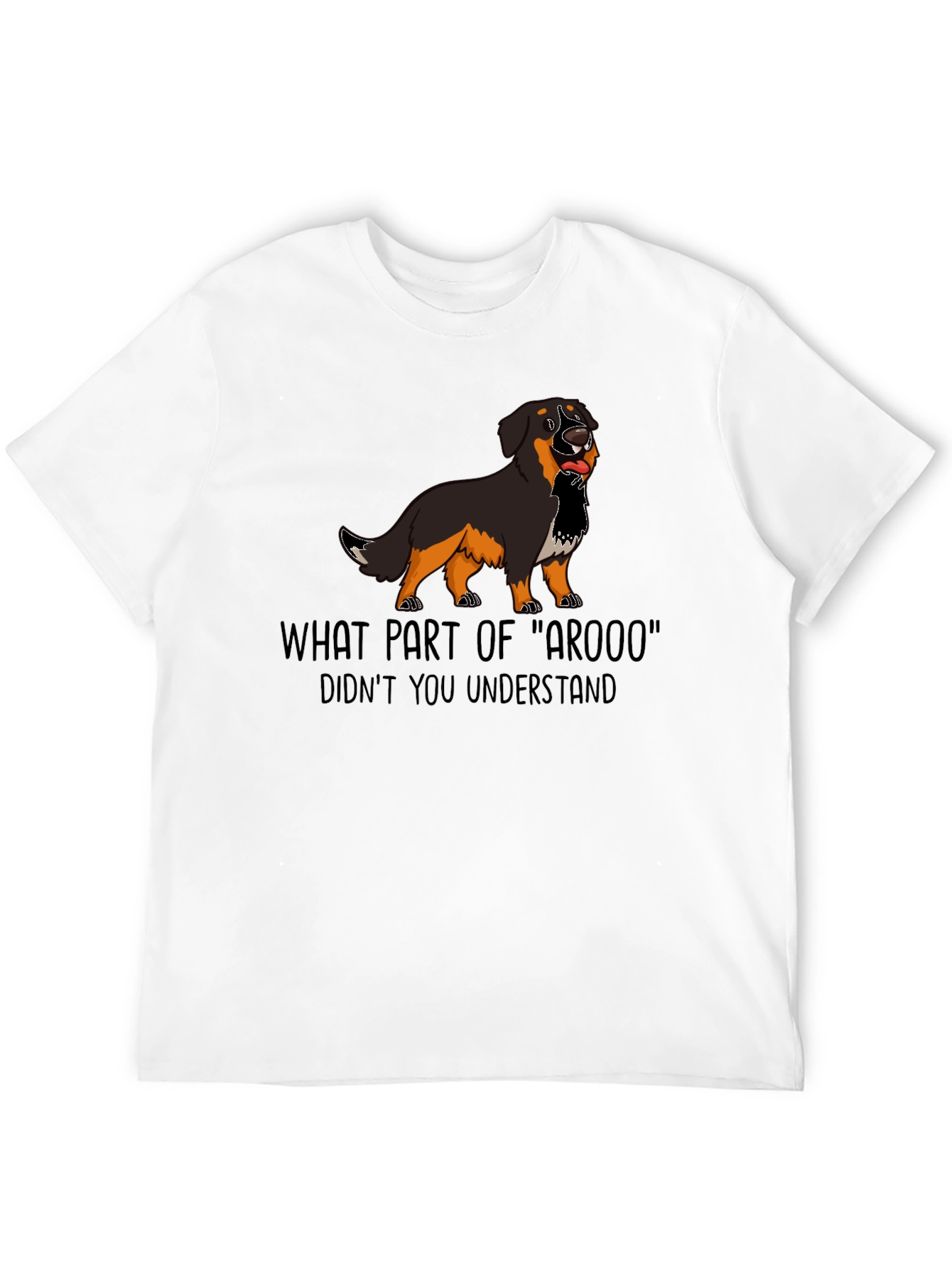Black Funny Dog Graphic Tee - "AROOO" T-Shirt view 12