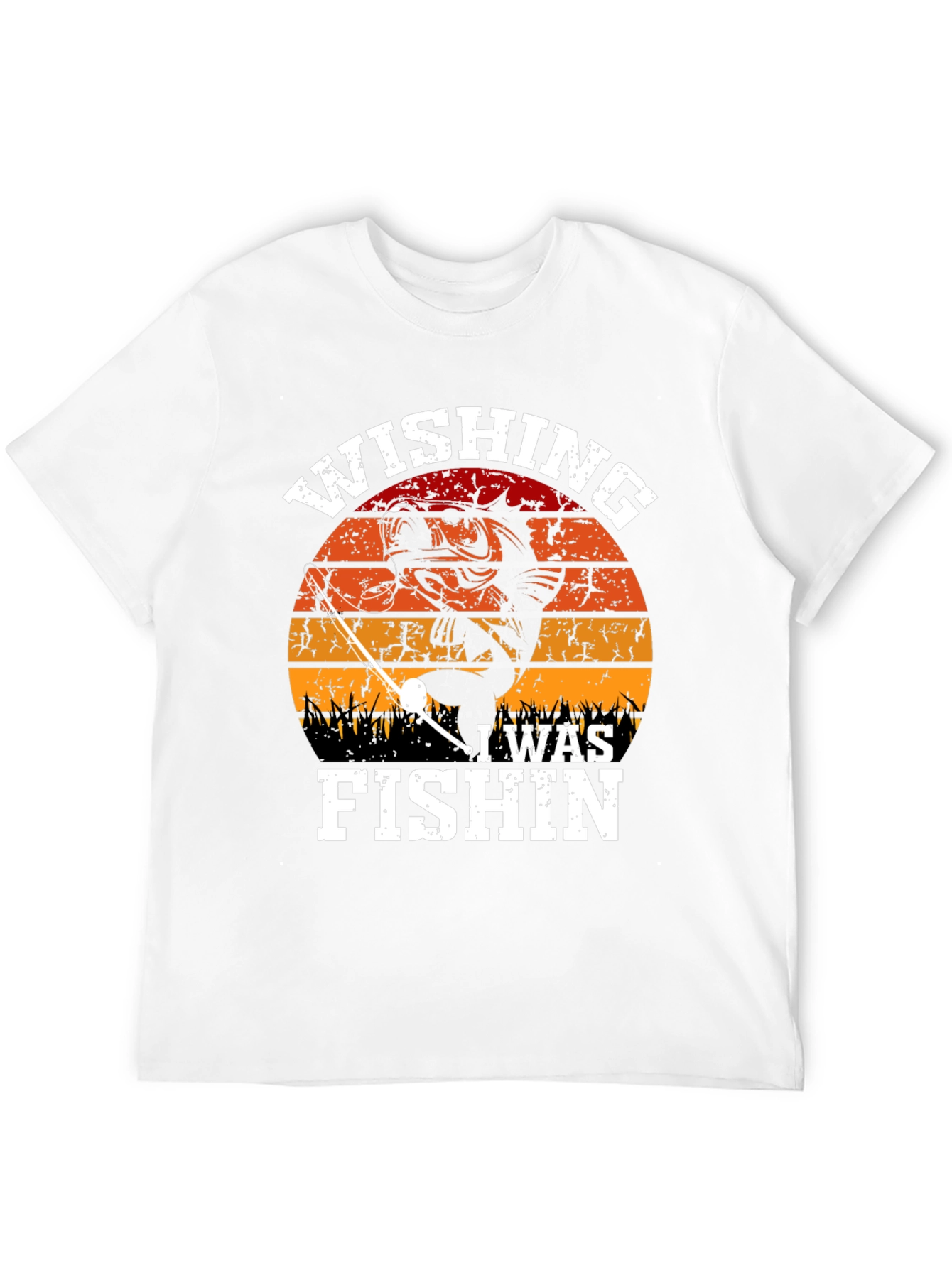 Black Wishing I Was Fishin' Graphic T-Shirt view 12