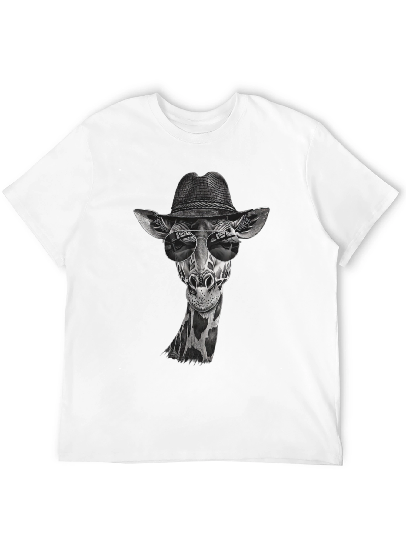 Black Cool Giraffe in Hat Graphic T-Shirt view 12
