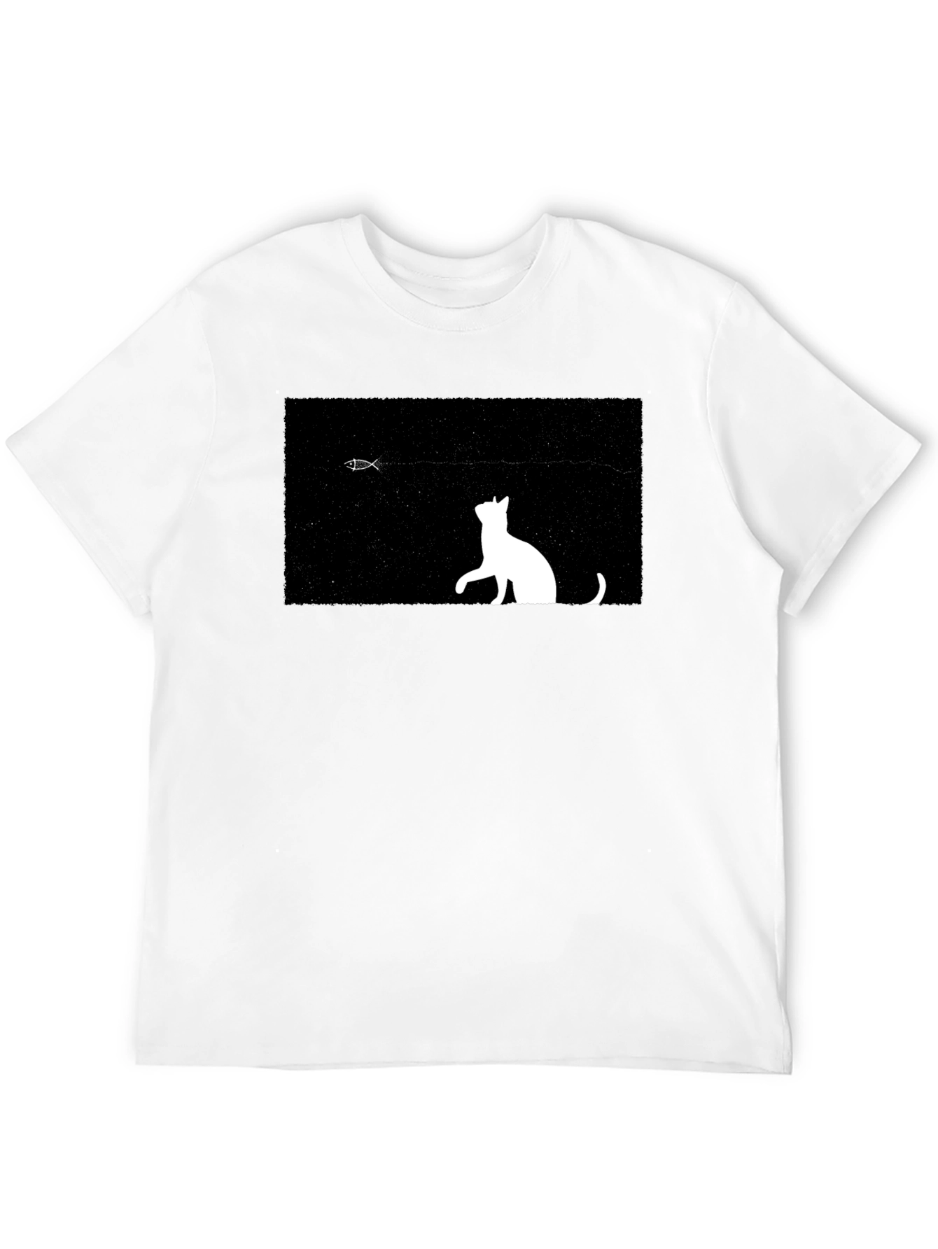 Black Cat & Fish Graphic Black Tee view 12