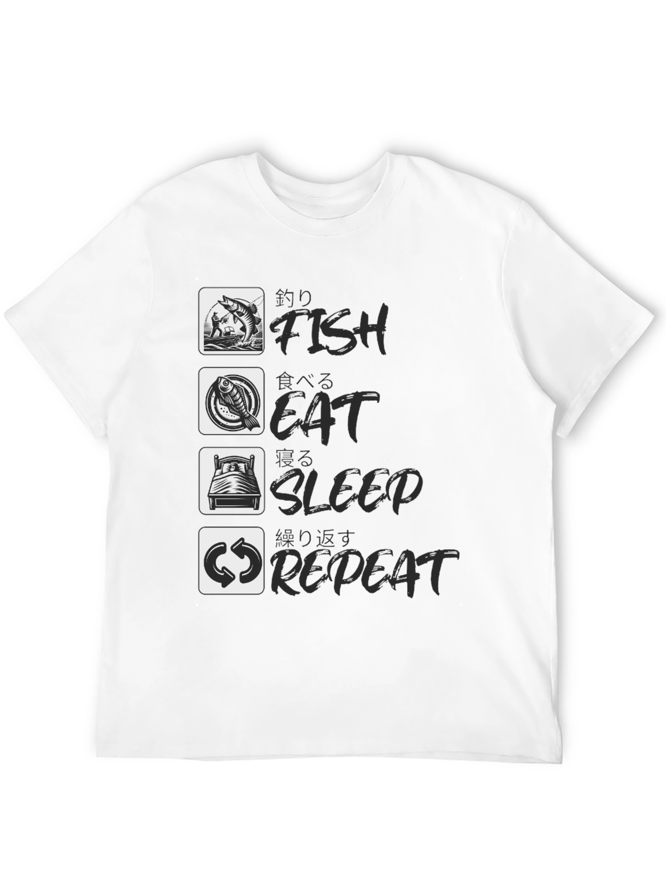 Black Fish Eat Sleep Repeat Black Graphic Tee view 12